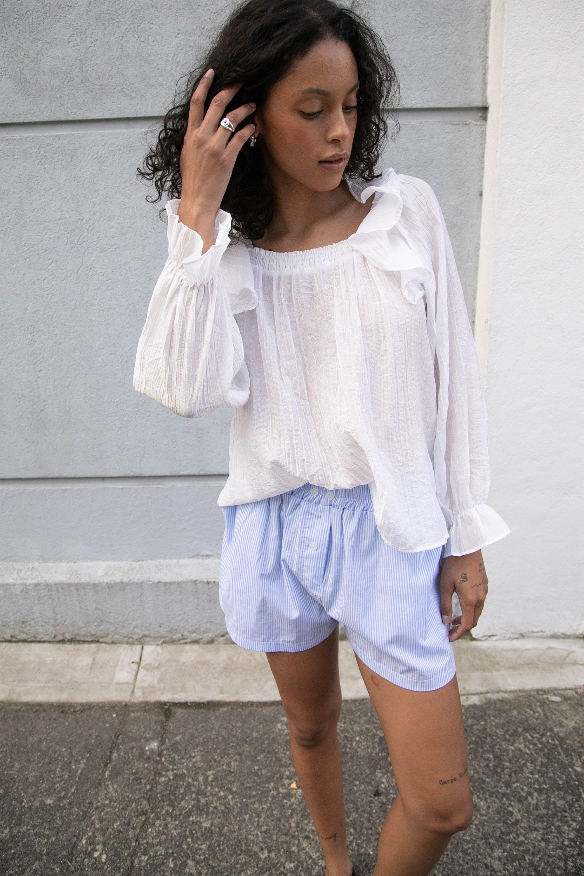 LONG SLEEVE RUFFLED BLOUSE by OAK + FORT