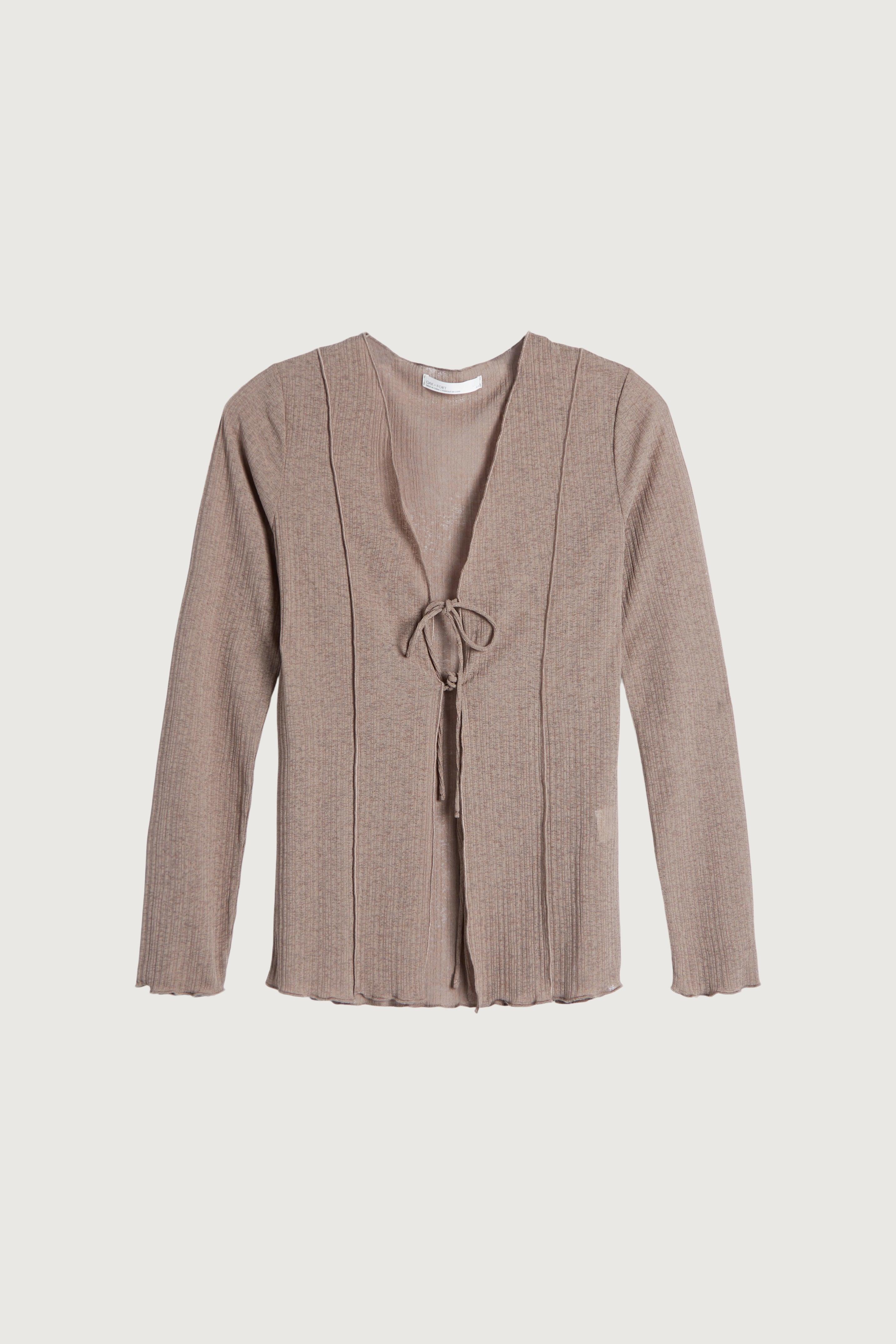 LONG SLEEVE TOP WITH FRONT TIES by OAK + FORT