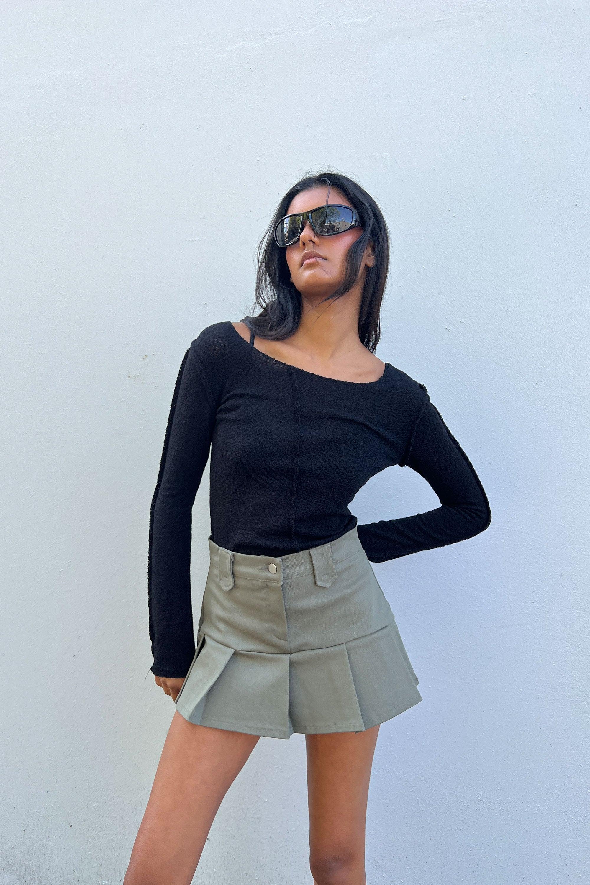 LOW-RISE PLEATED MINI SKIRT by OAK + FORT