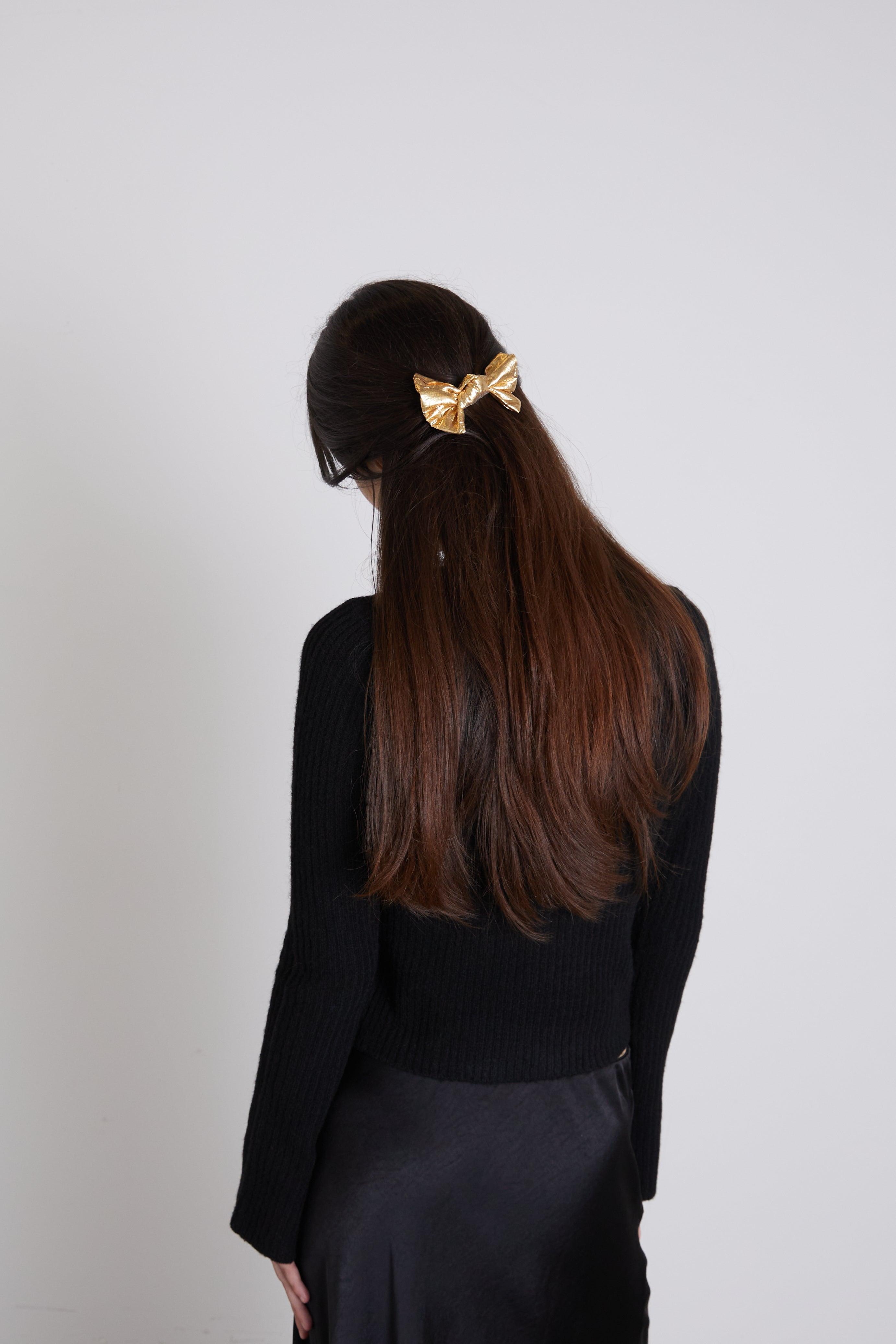 METALLIC BOW HAIR PIN by OAK + FORT