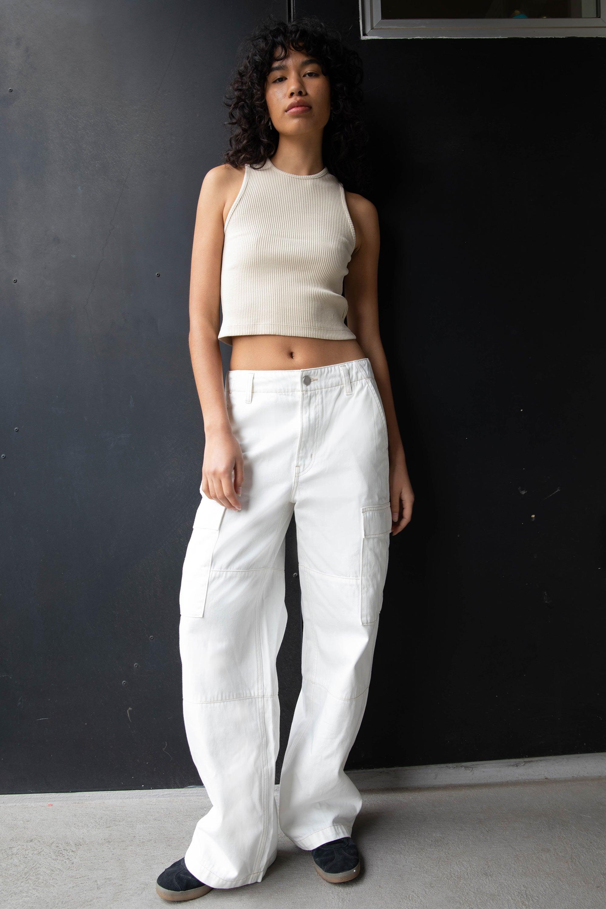 MID-RISE ECRU CARGO JEAN by OAK + FORT