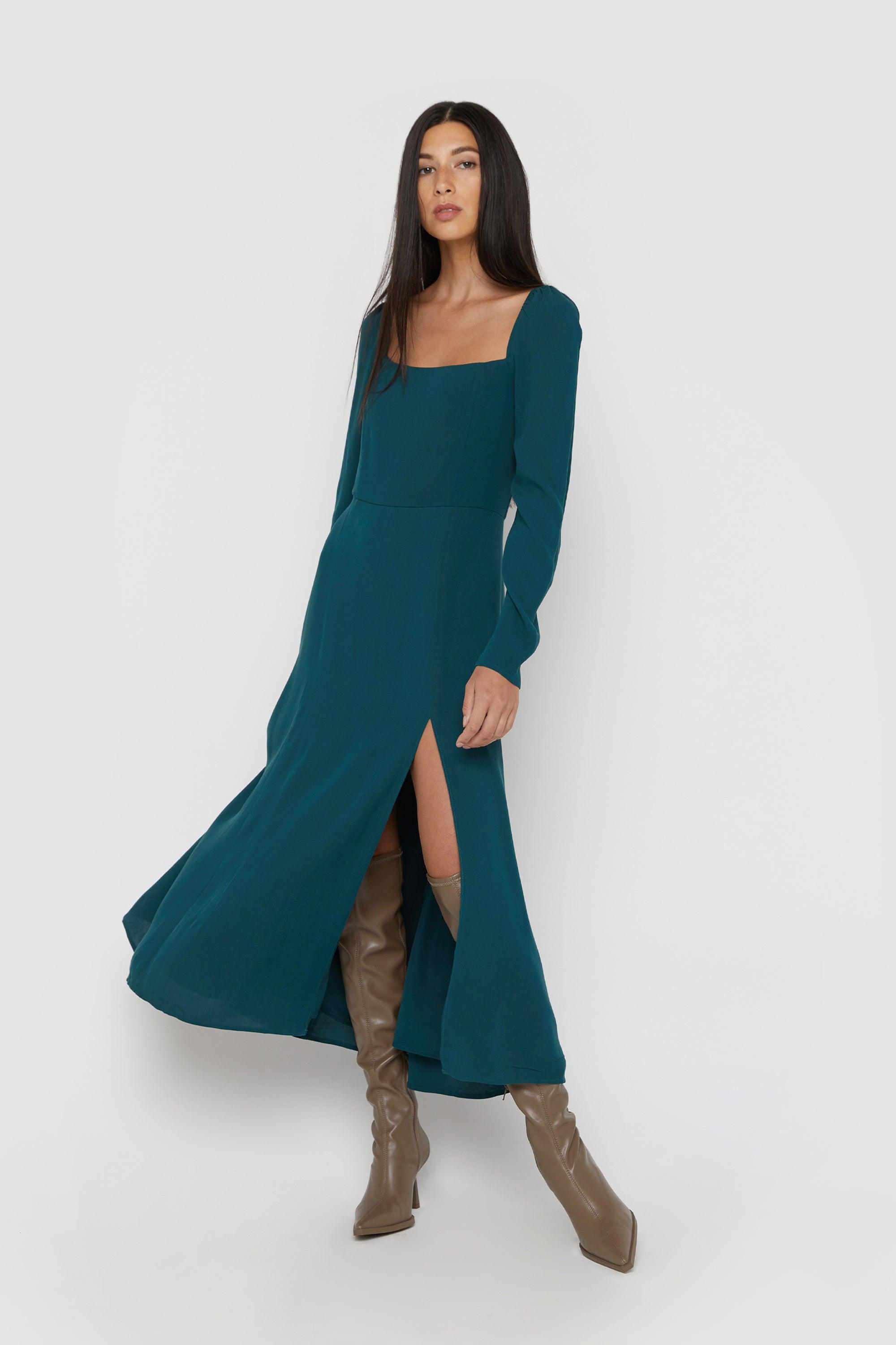 MIDI DRESS WITH SLIT by OAK + FORT