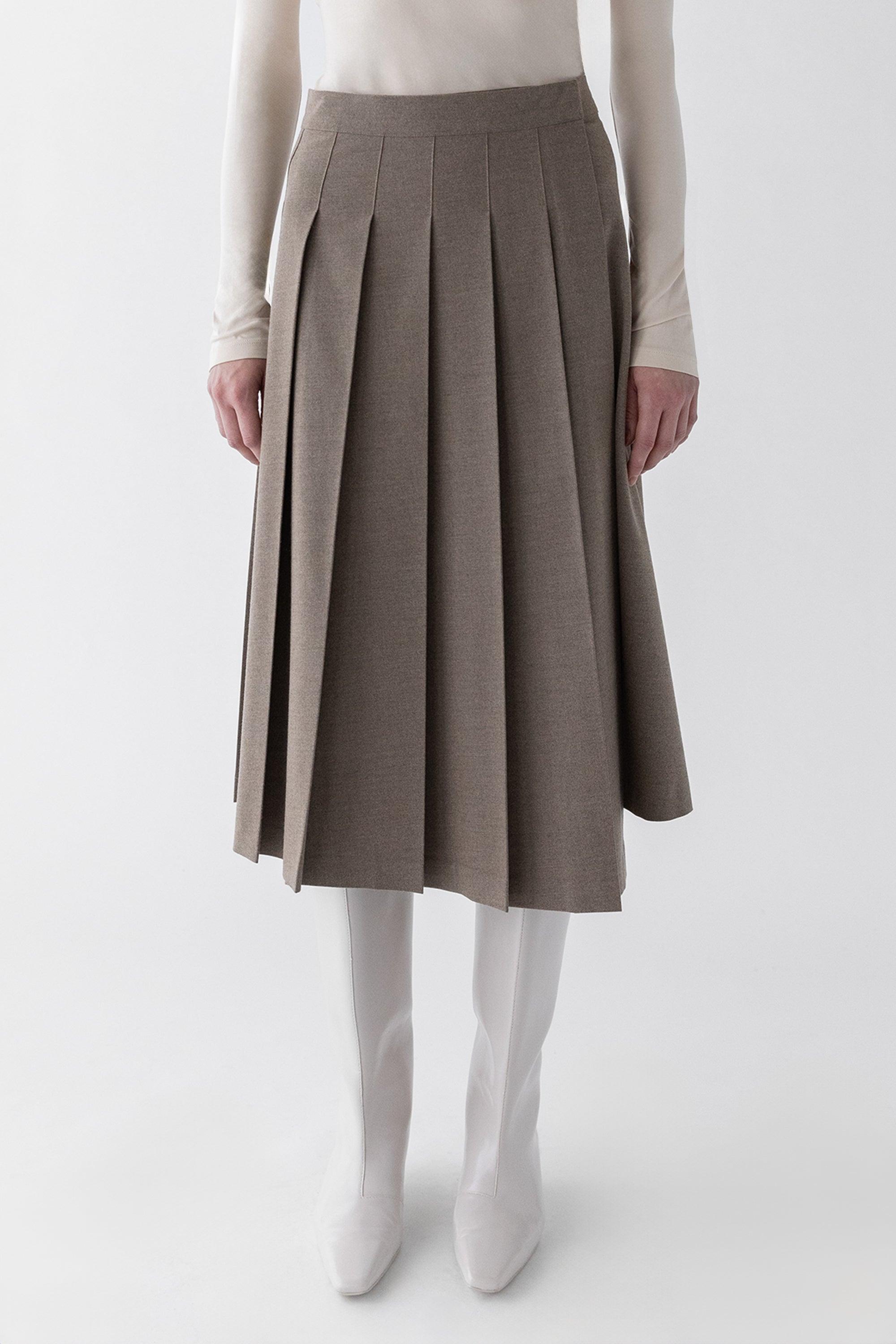 MIDI PLEATED ASYMMETRICAL SKIRT by OAK + FORT