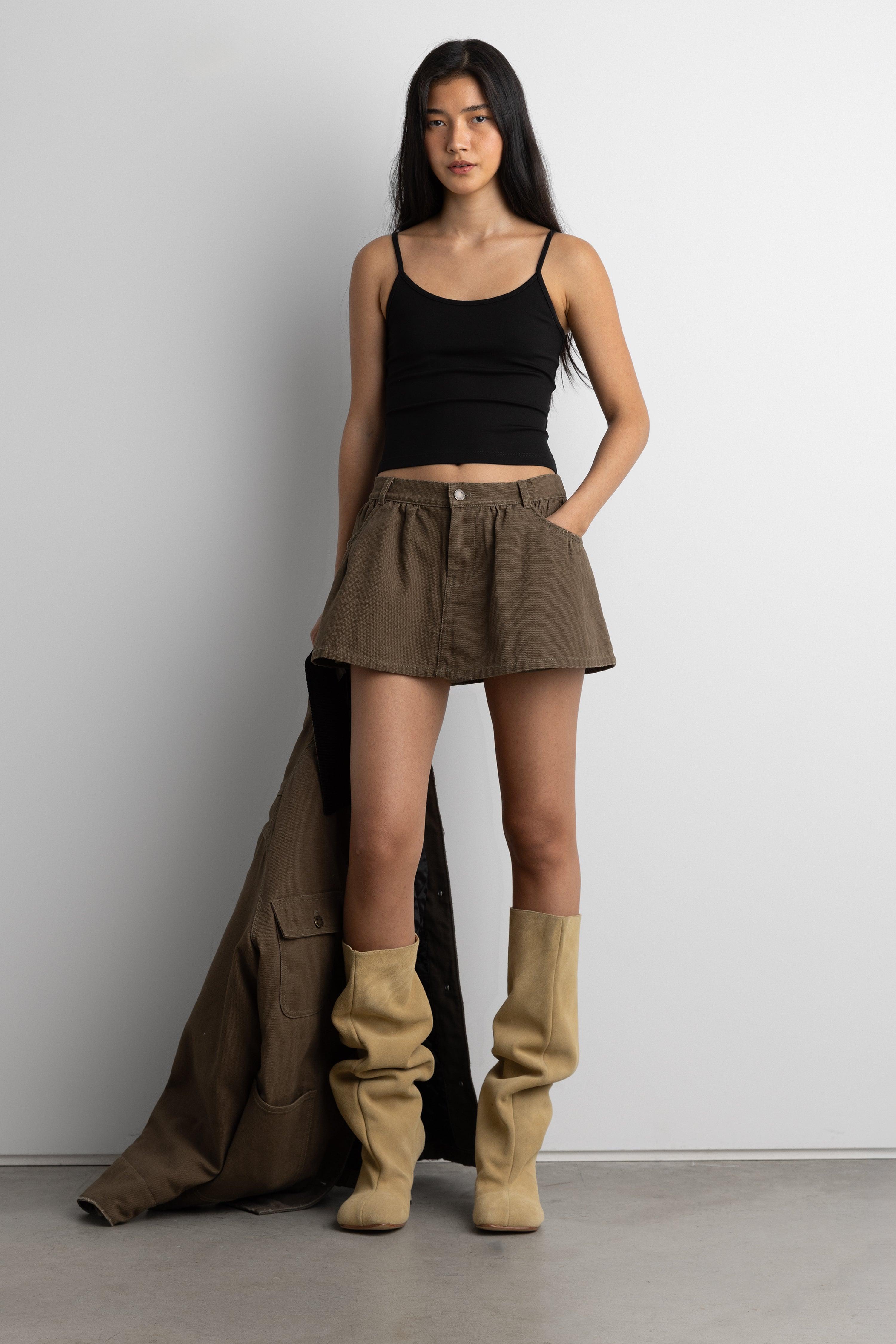 MINI CANVAS PLEATED SKORT by OAK + FORT