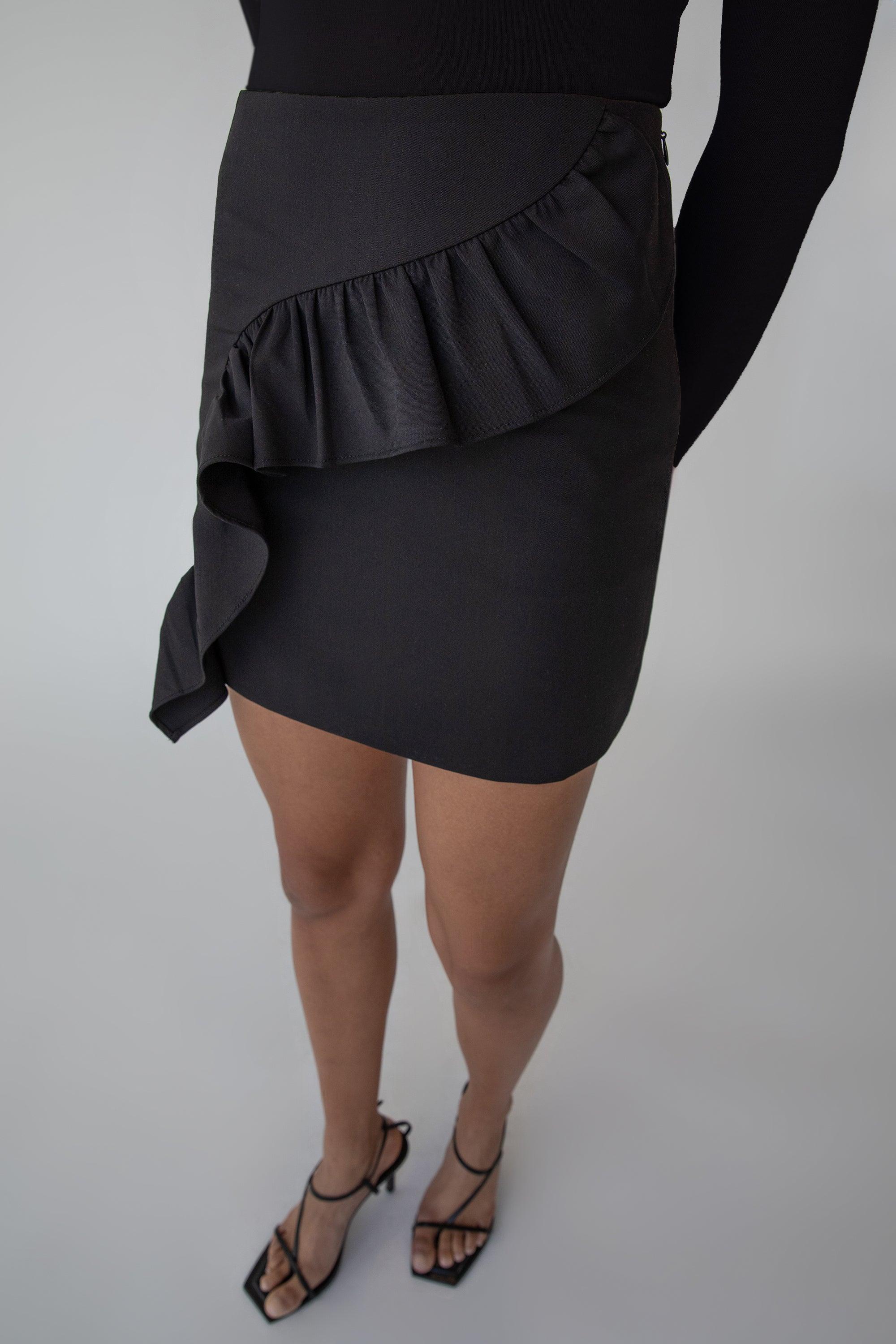 MINI SKIRT WITH CURVED RUFFLE by OAK + FORT