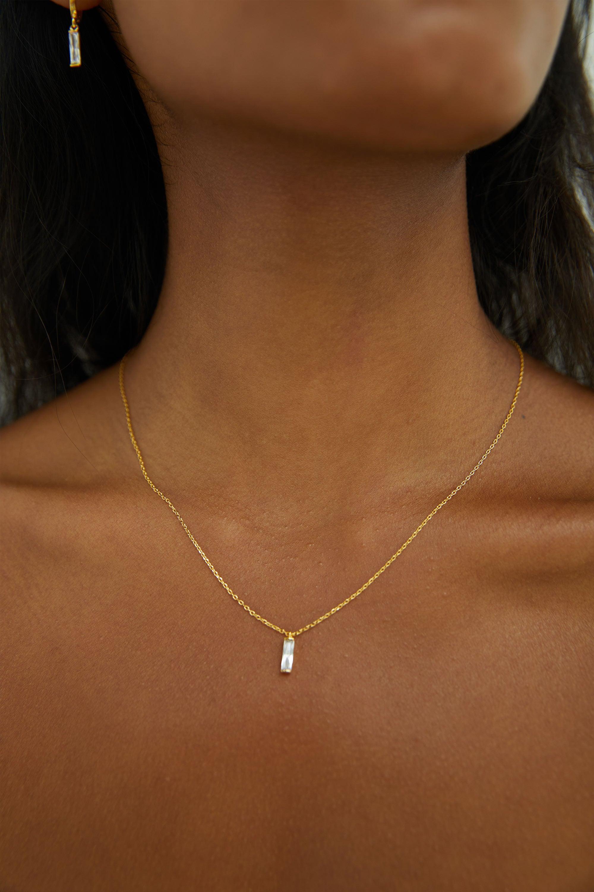 NECKLACE WITH TINY BAR PENDANT by OAK + FORT