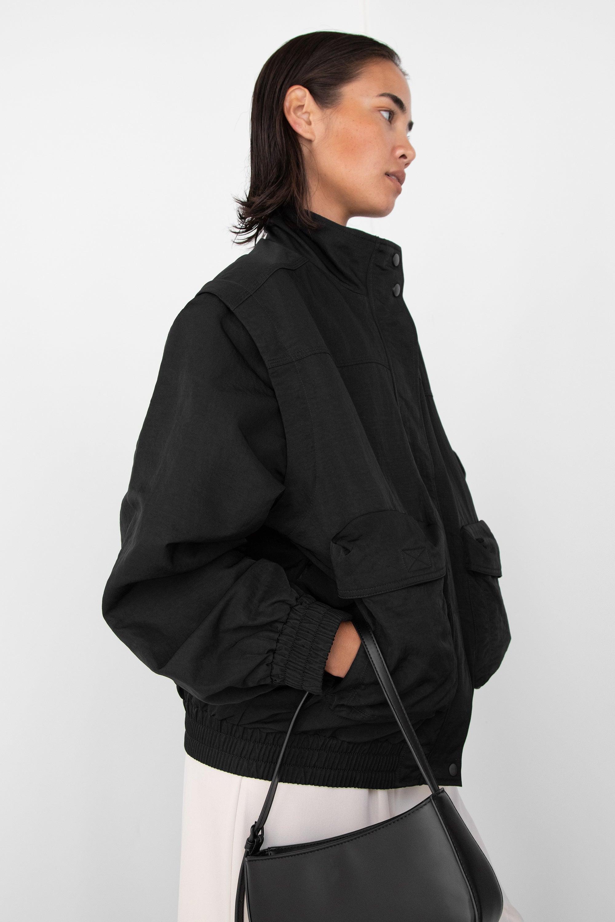 NYLON BOMBER WITH ZIP-OFF SLEEVES by OAK + FORT