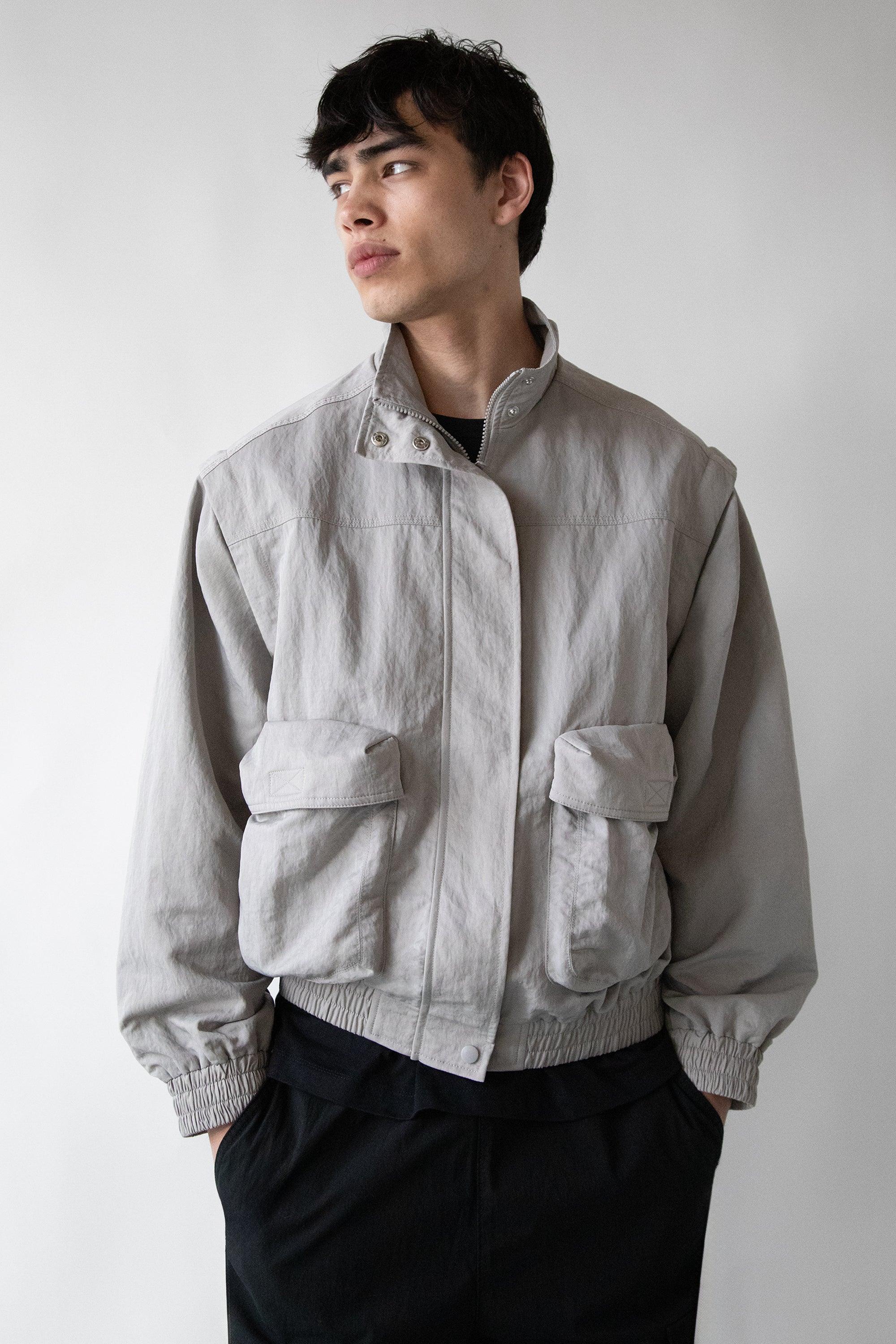 NYLON BOMBER WITH ZIP-OFF SLEEVES by OAK + FORT