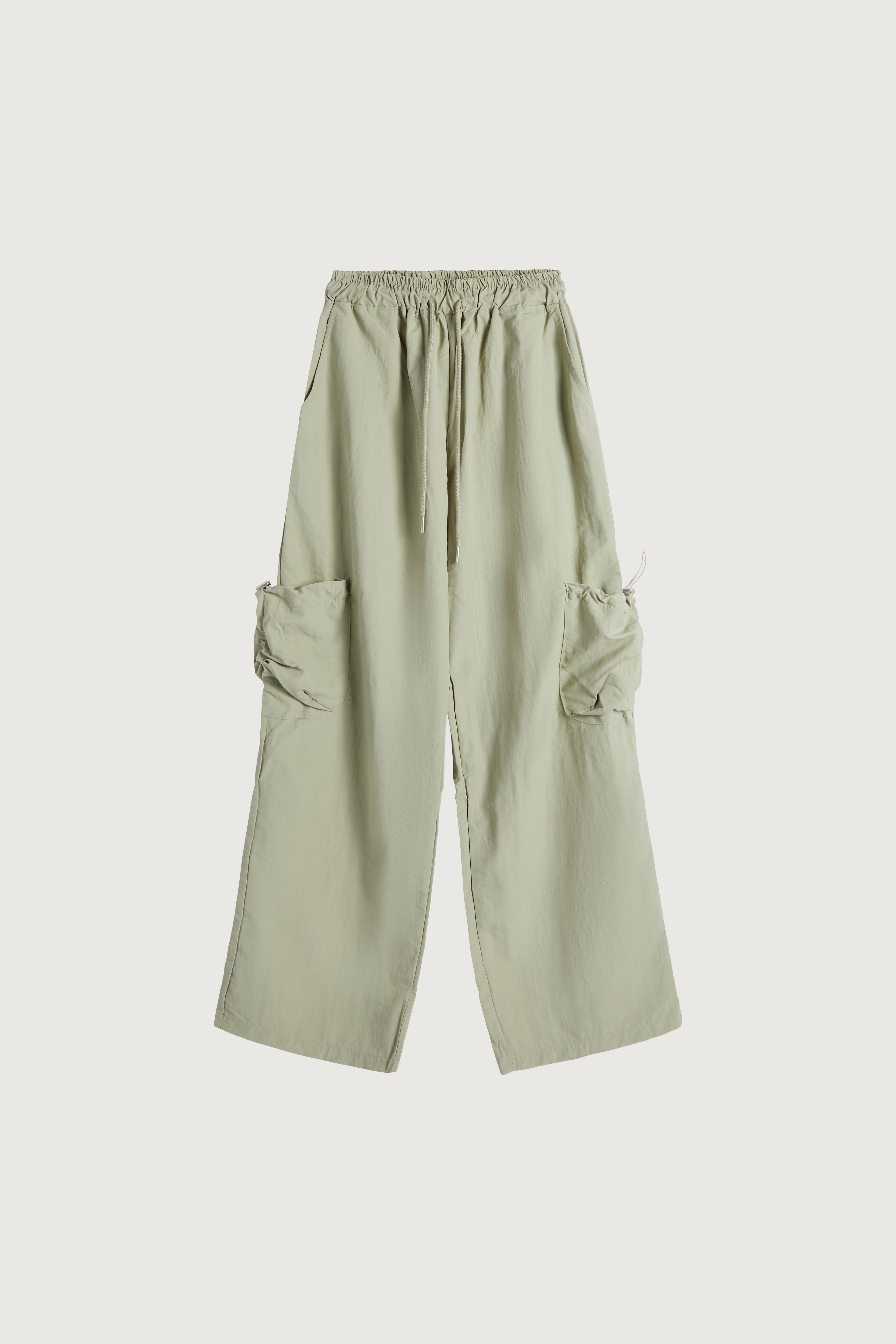 NYLON PANTS WITH RUCHED POCKETS by OAK + FORT