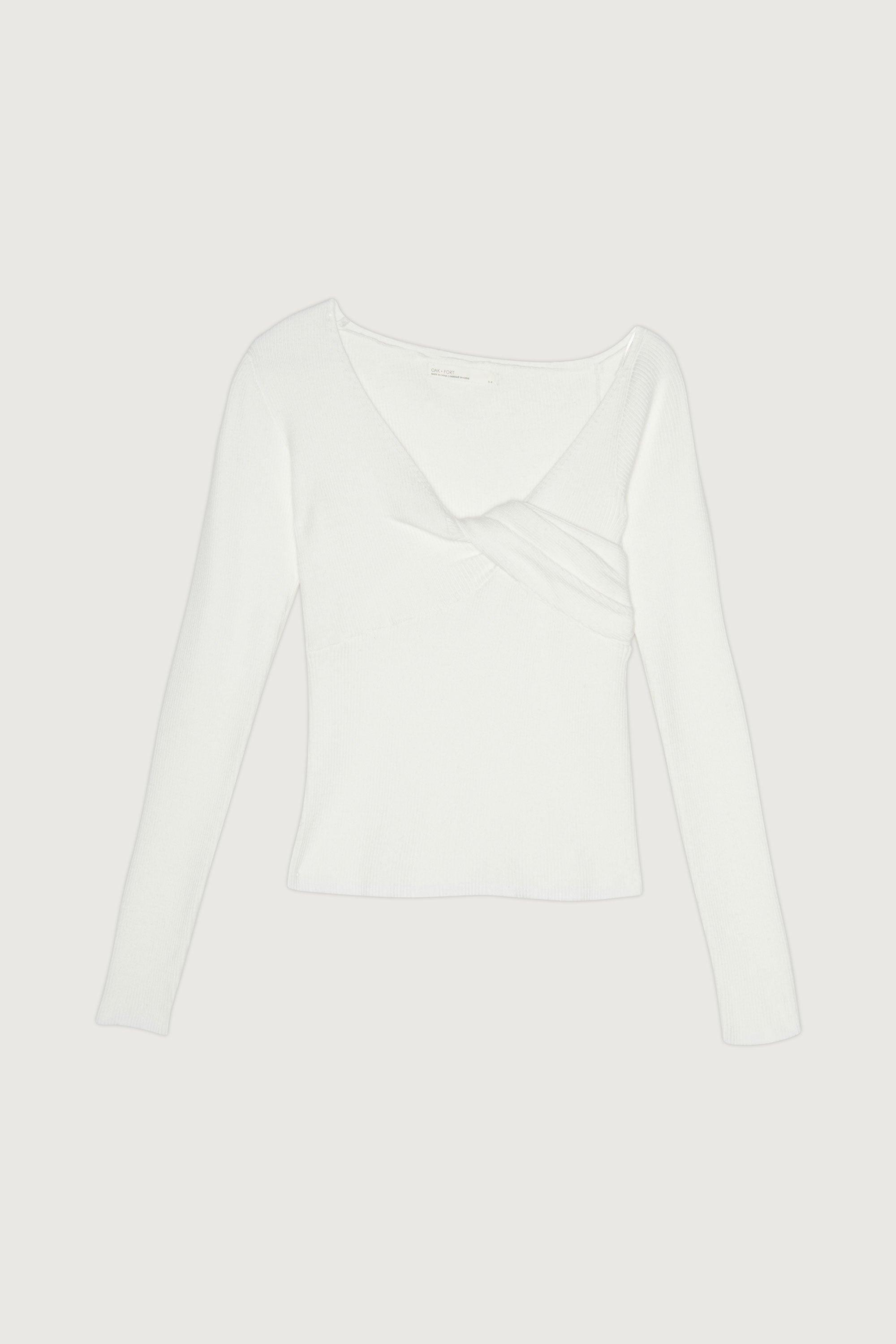 OFF SHOULDER FRONT TWIST SWEATER by OAK + FORT