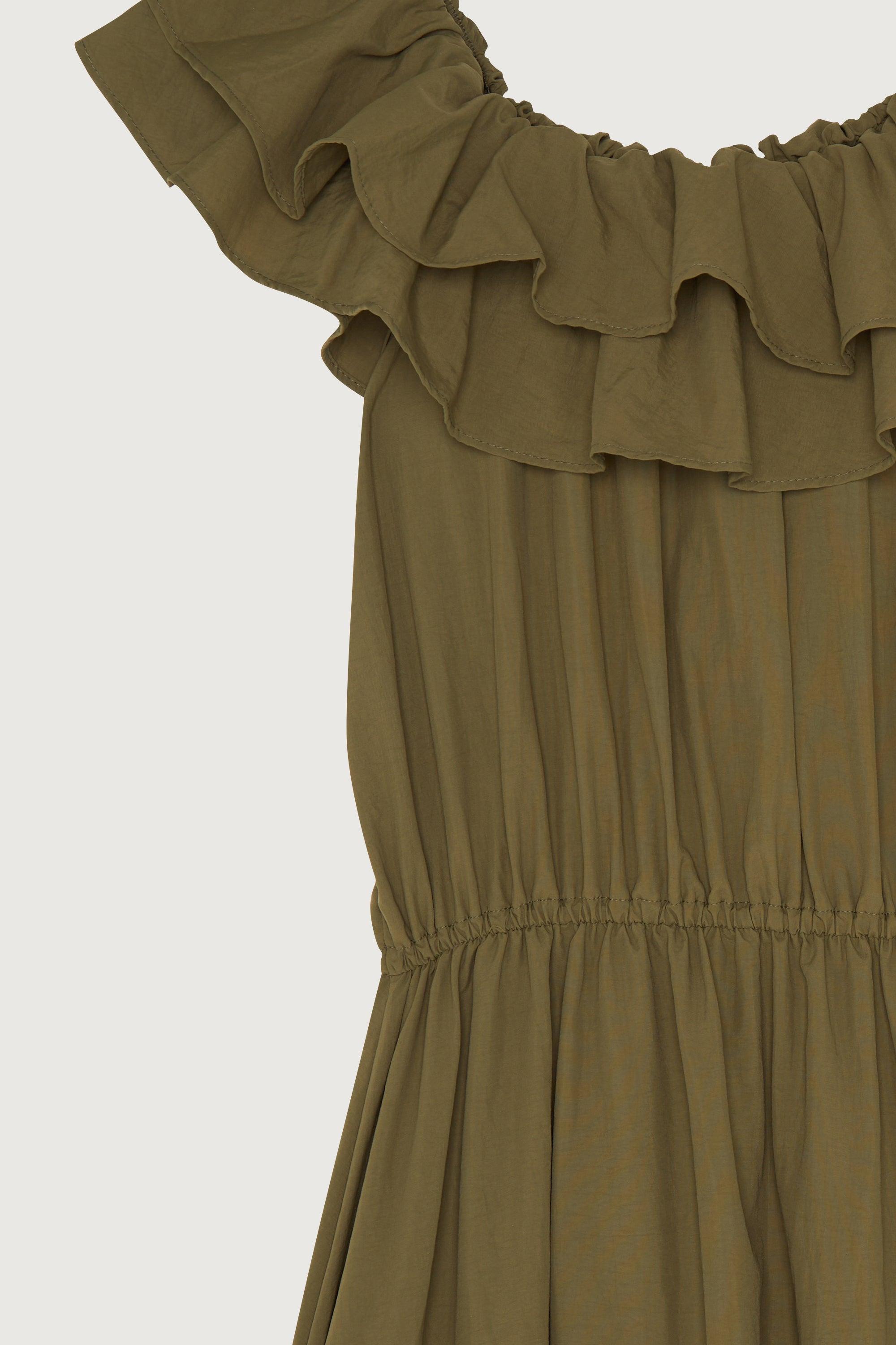 OFF SHOULDER RUFFLED DRESS by OAK + FORT