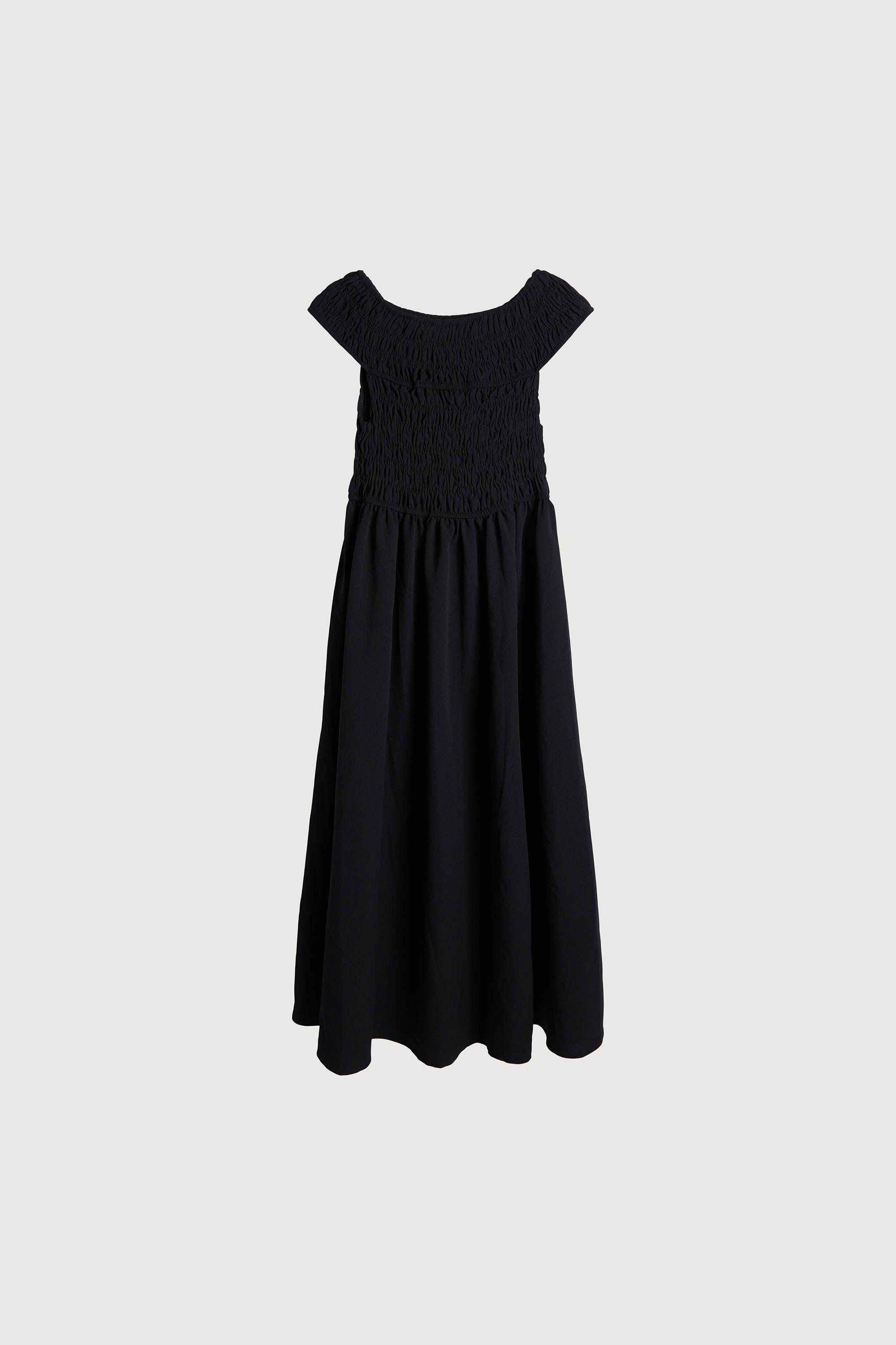 OFF-SHOULDER SMOCKED MIDI DRESS by OAK + FORT