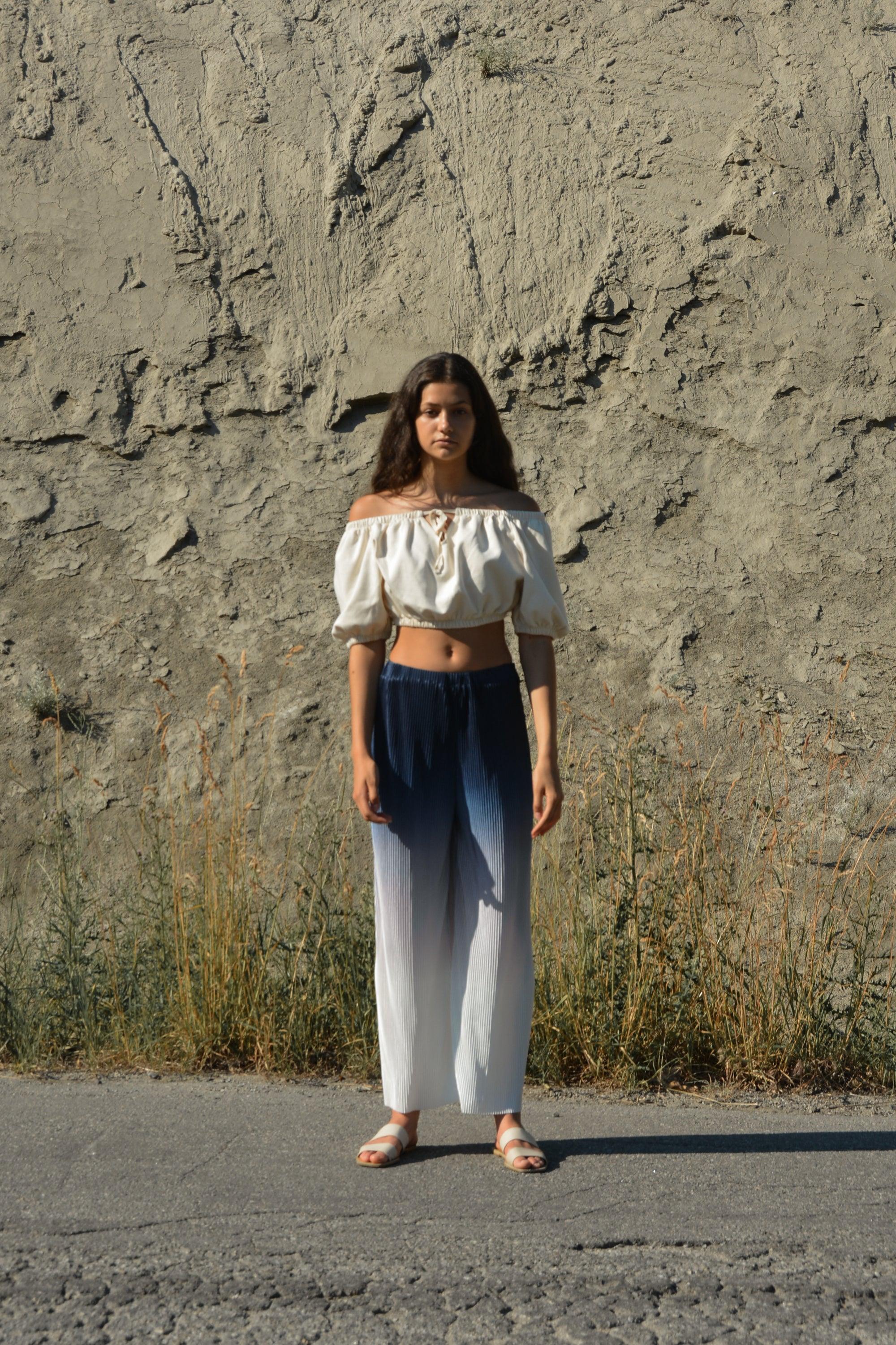 OMBRE PLEATED WIDE LEG PANT by OAK + FORT
