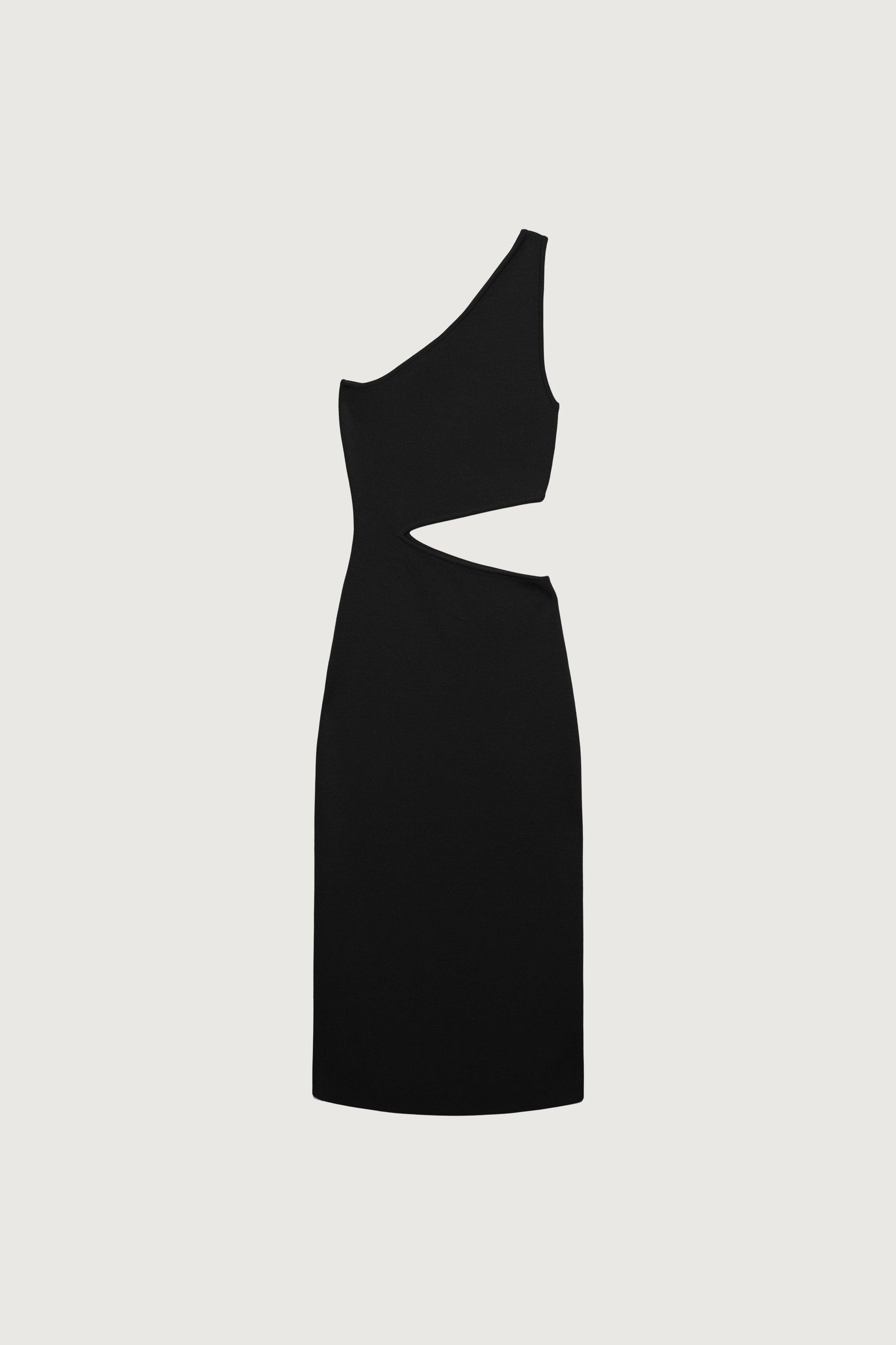 ONE SHOULDER KNIT MIDI DRESS WITH CUTOUT by OAK + FORT