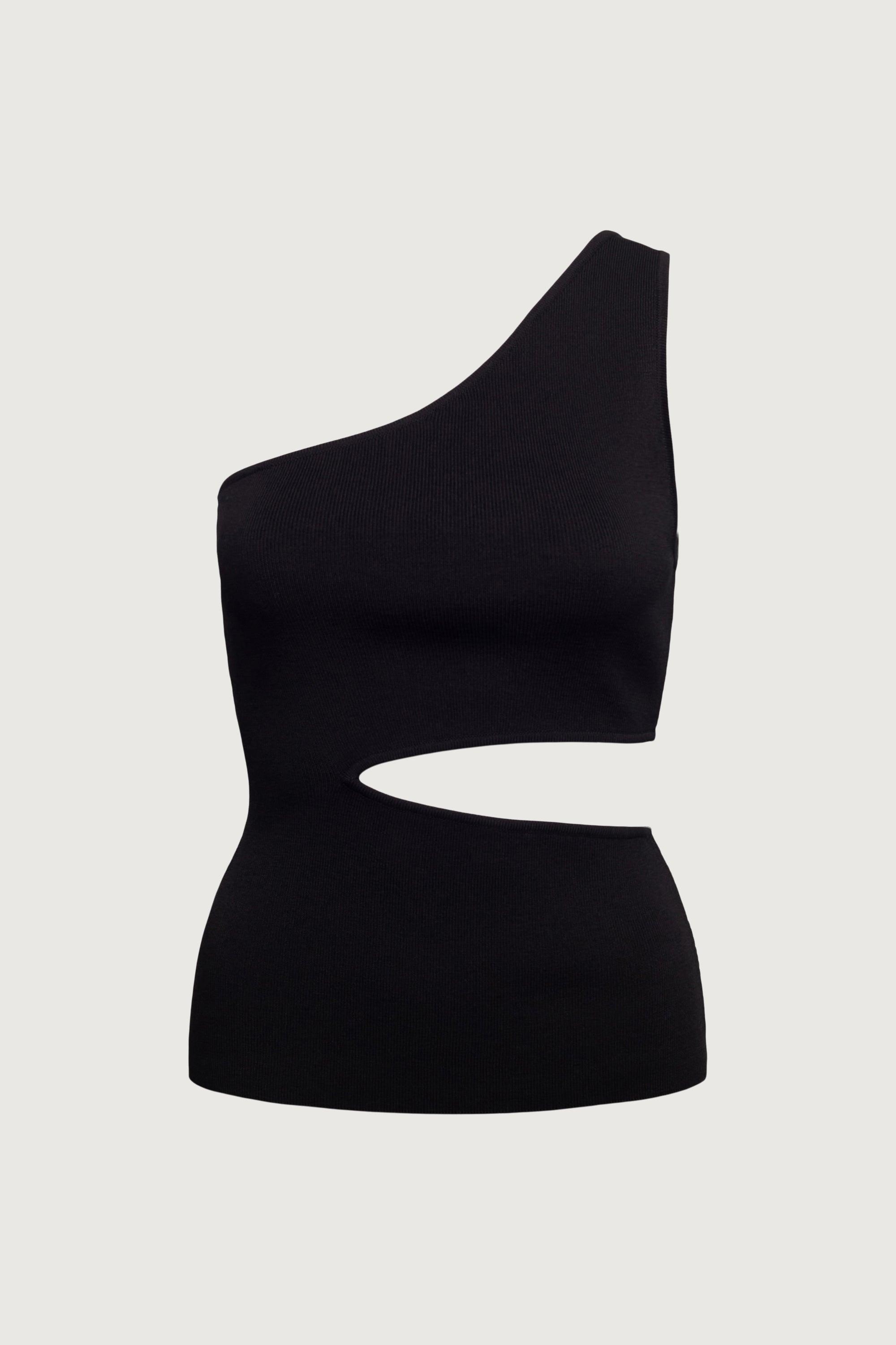 ONE SHOULDER KNIT TANK WITH CUTOUT by OAK + FORT