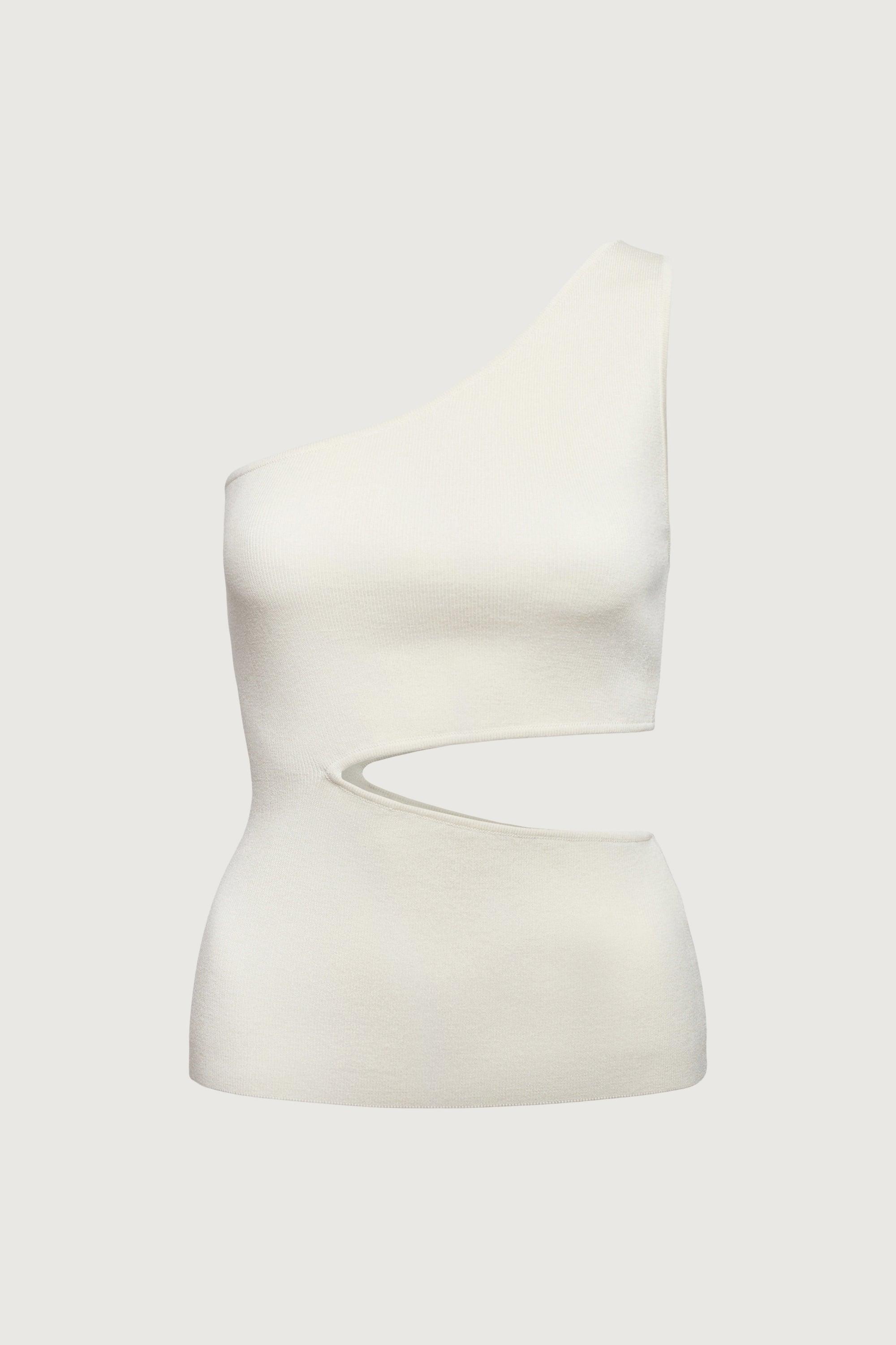 ONE SHOULDER KNIT TANK WITH CUTOUT by OAK + FORT