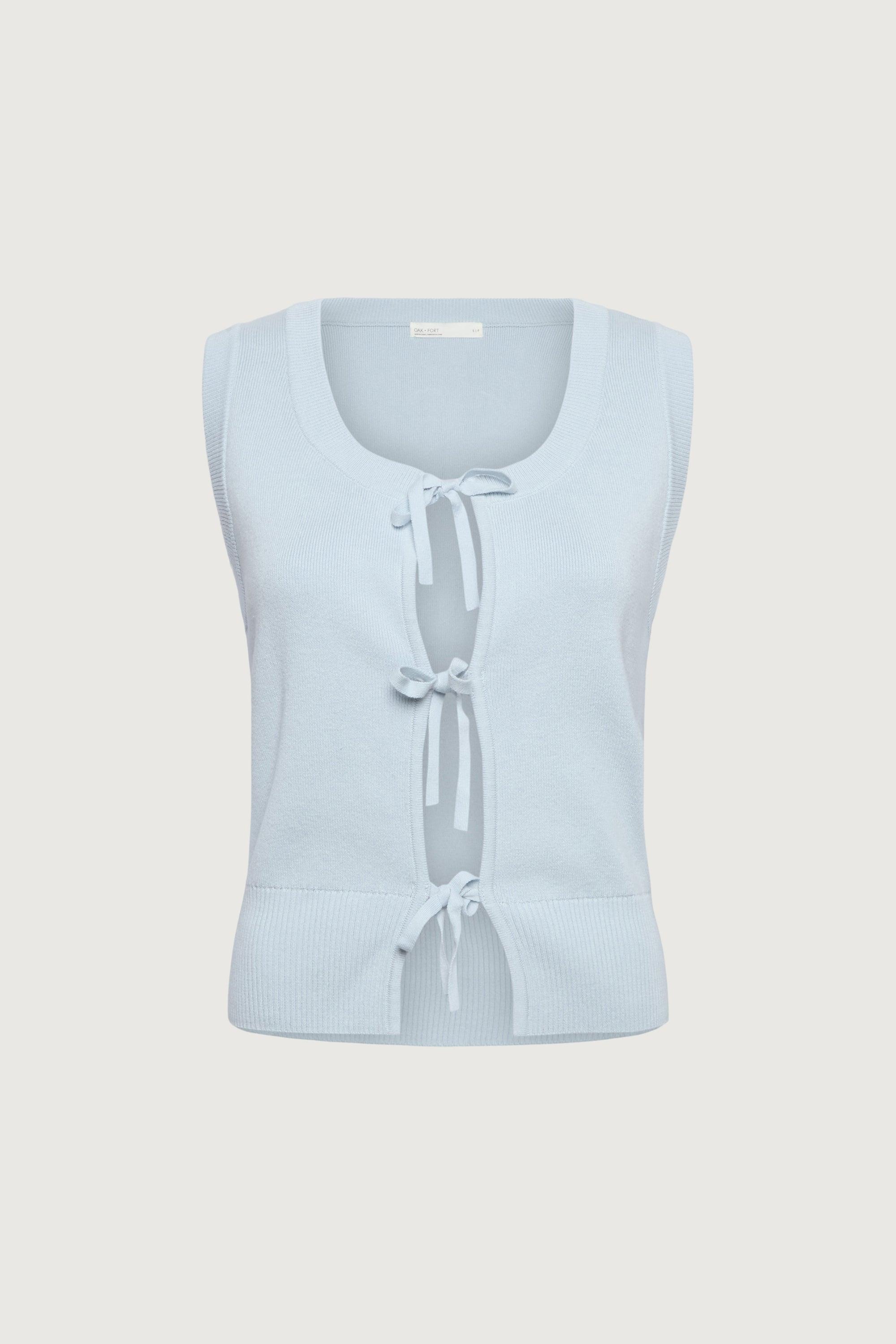 OPEN FRONT SWEATER VEST WITH TIES by OAK + FORT