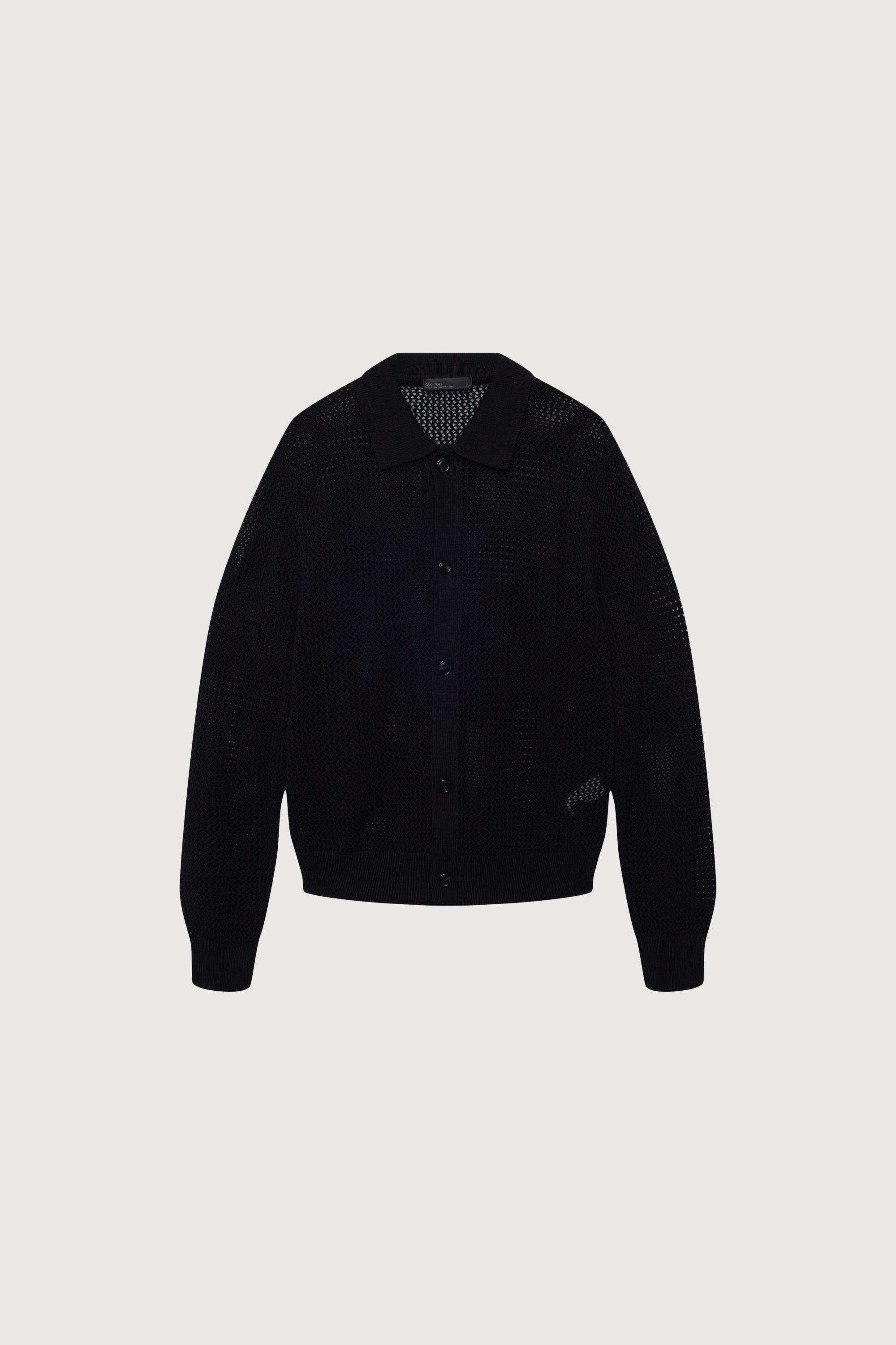 OPEN KNIT BUTTON UP COLLARED CARDIGAN by OAK + FORT