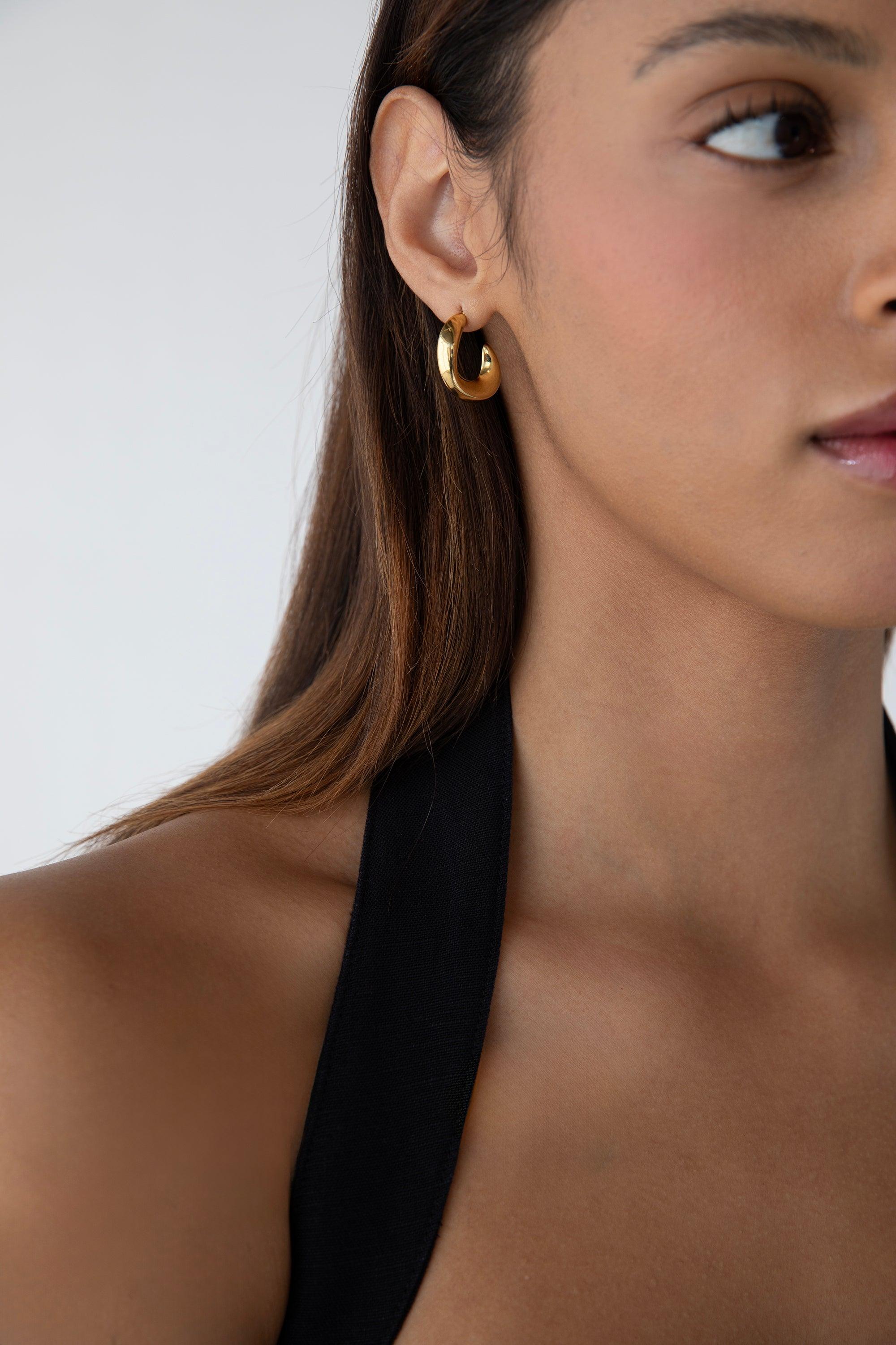 ORGANIC CURVED HOOP EARRINGS by OAK + FORT