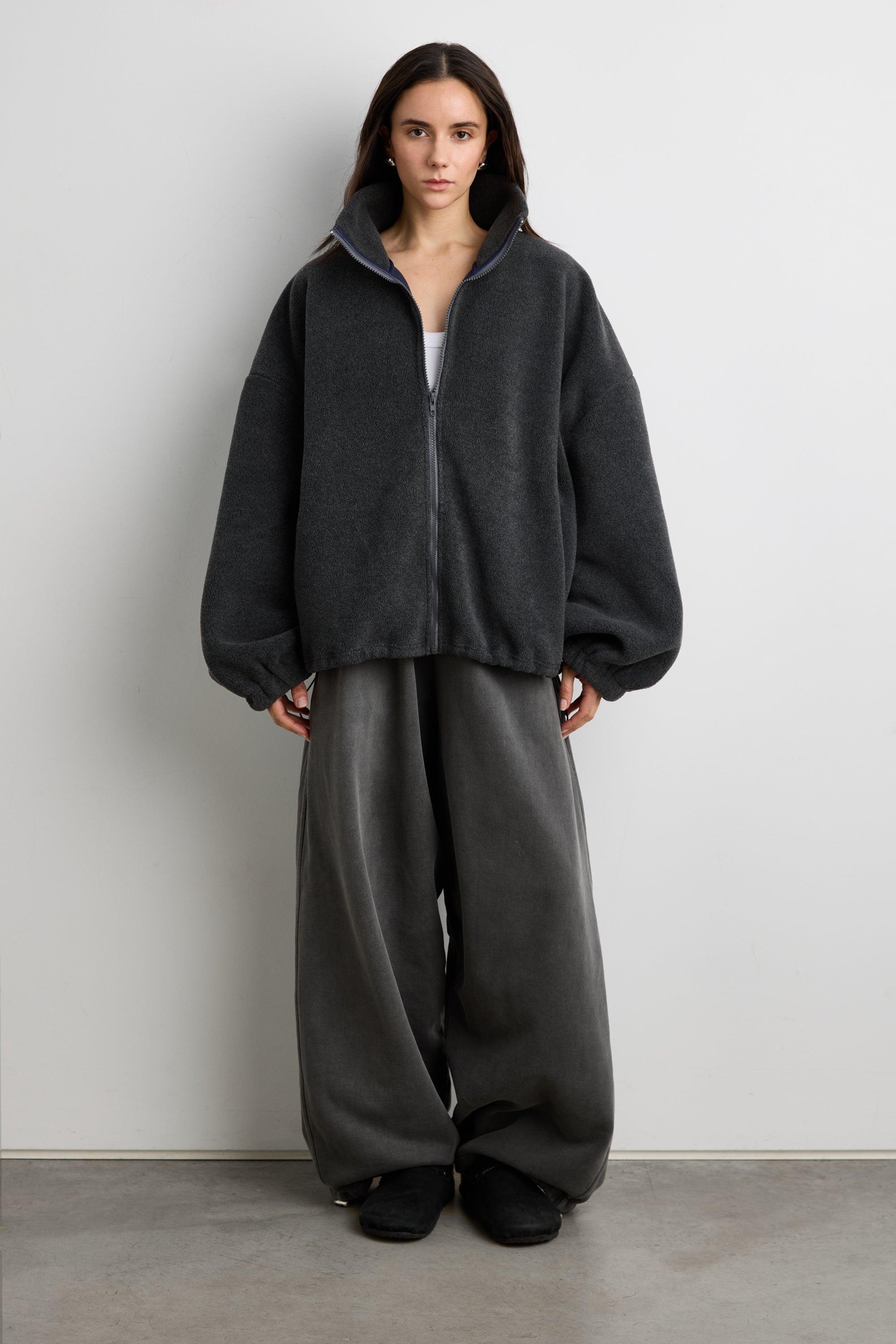 OVERSIZED FUNNEL NECK FLEECE JACKET by OAK + FORT
