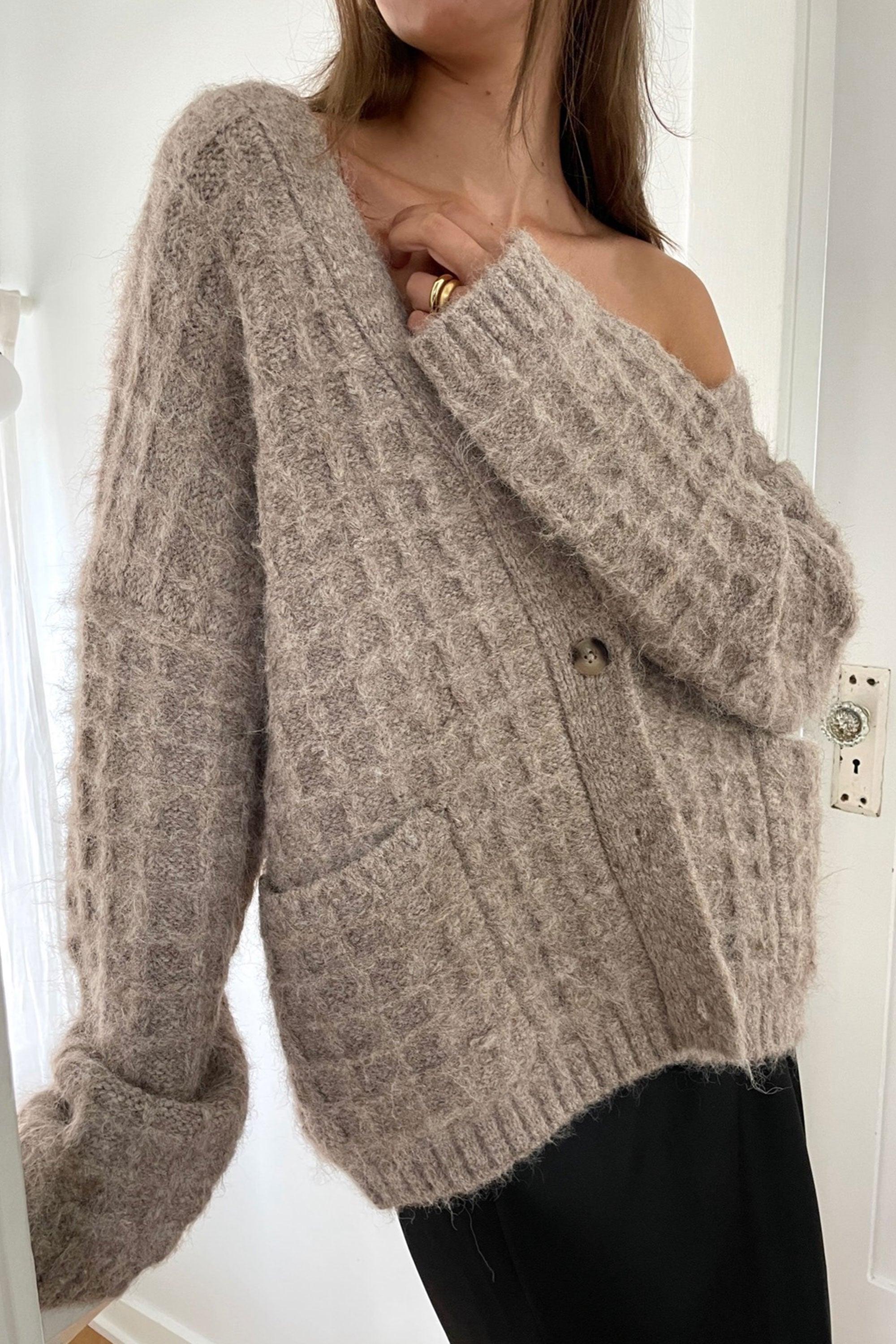 OVERSIZED GRID TEXTURED CARDIGAN by OAK + FORT