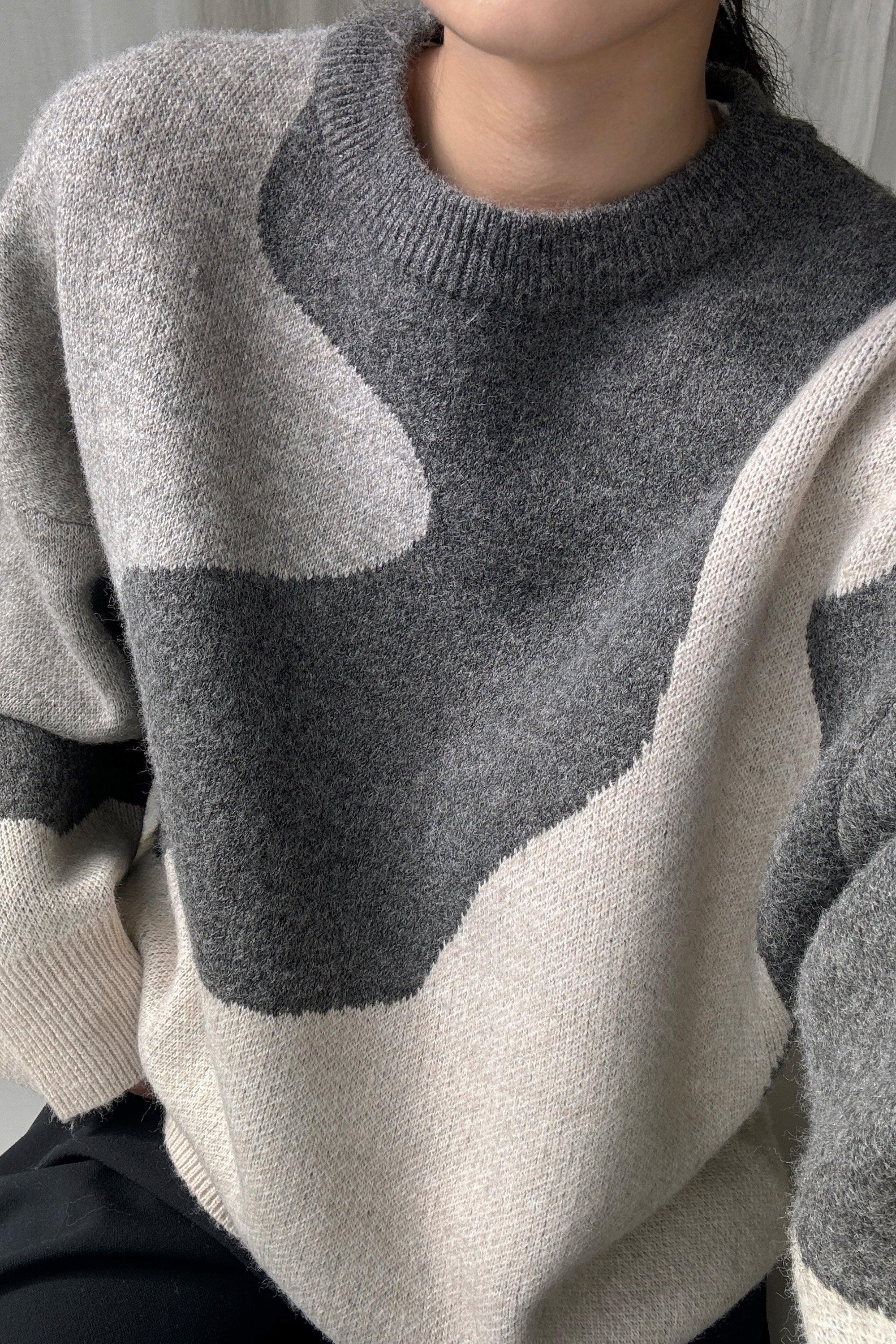 OVERSIZED INTARSIA KNIT CREWNECK SWEATER by OAK + FORT