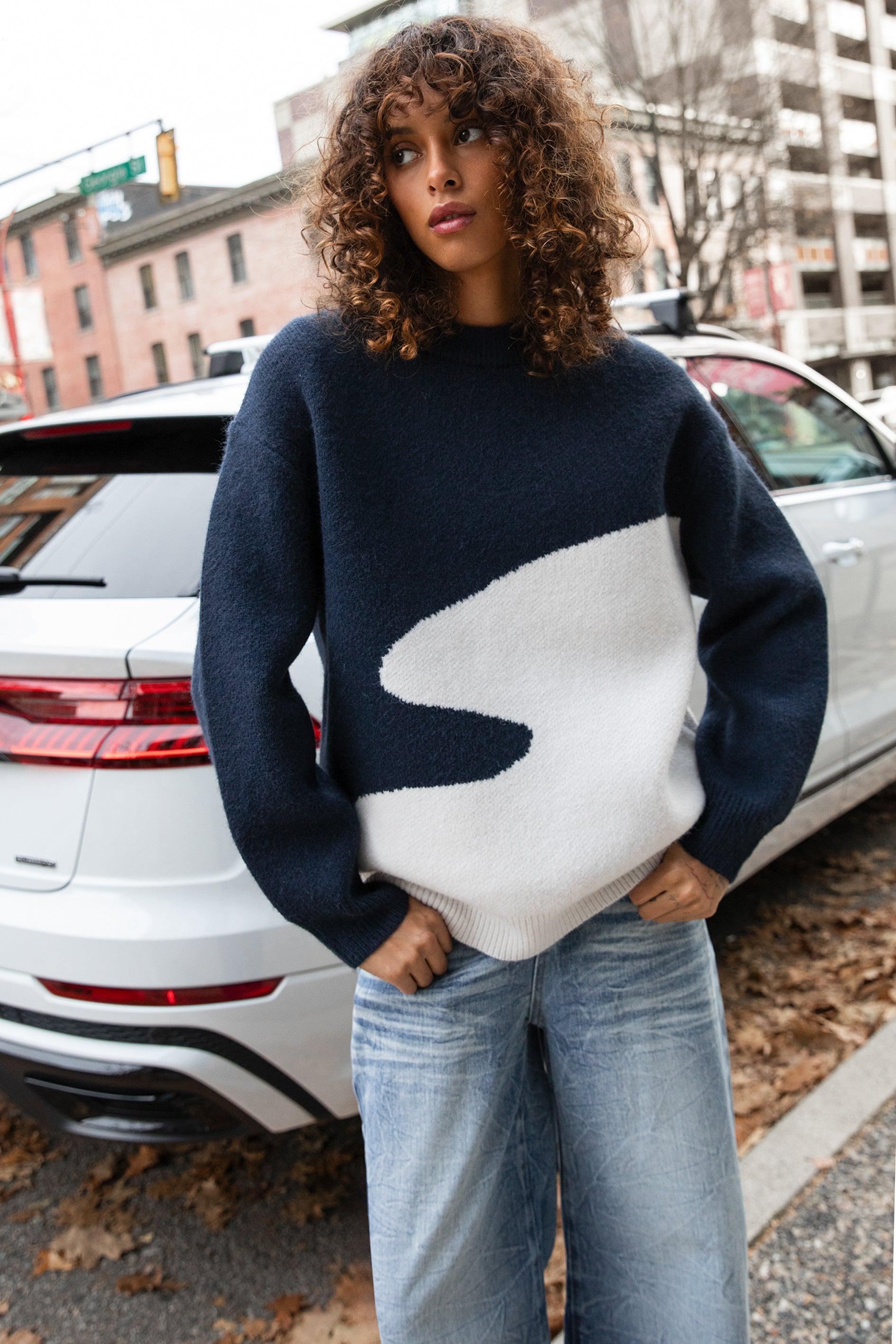 OVERSIZED INTARSIA KNIT SWEATER by OAK + FORT