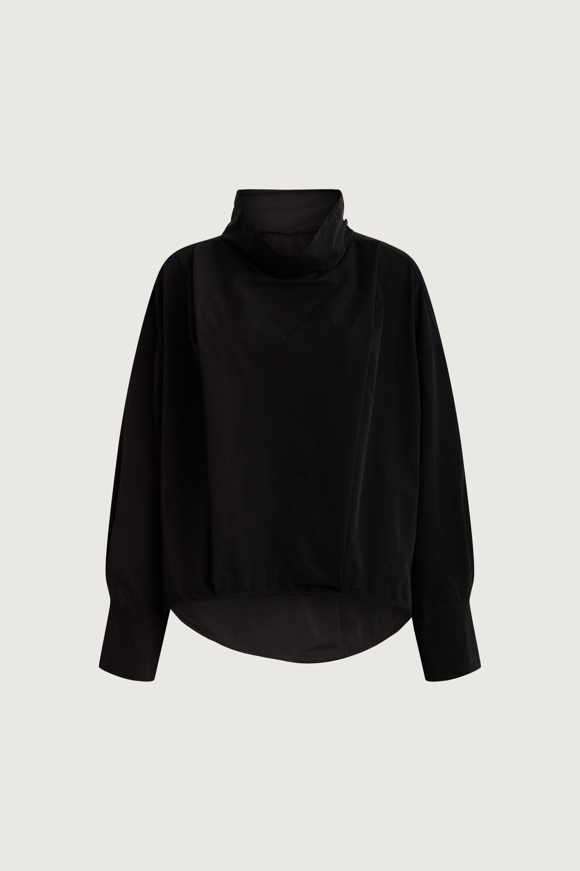 OVERSIZED PLEATED MOCKNECK BLOUSE by OAK + FORT