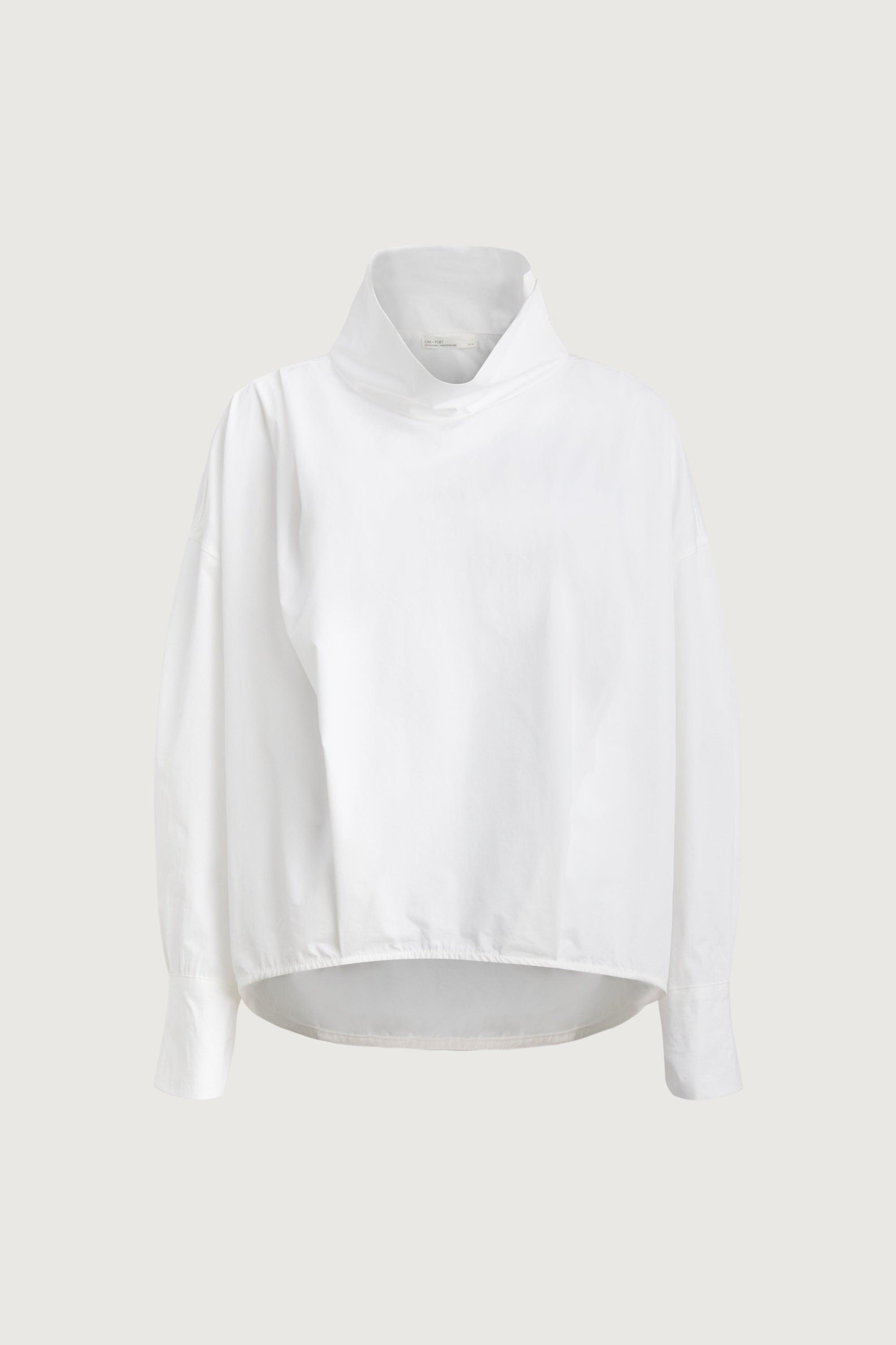 OVERSIZED PLEATED MOCKNECK BLOUSE by OAK + FORT