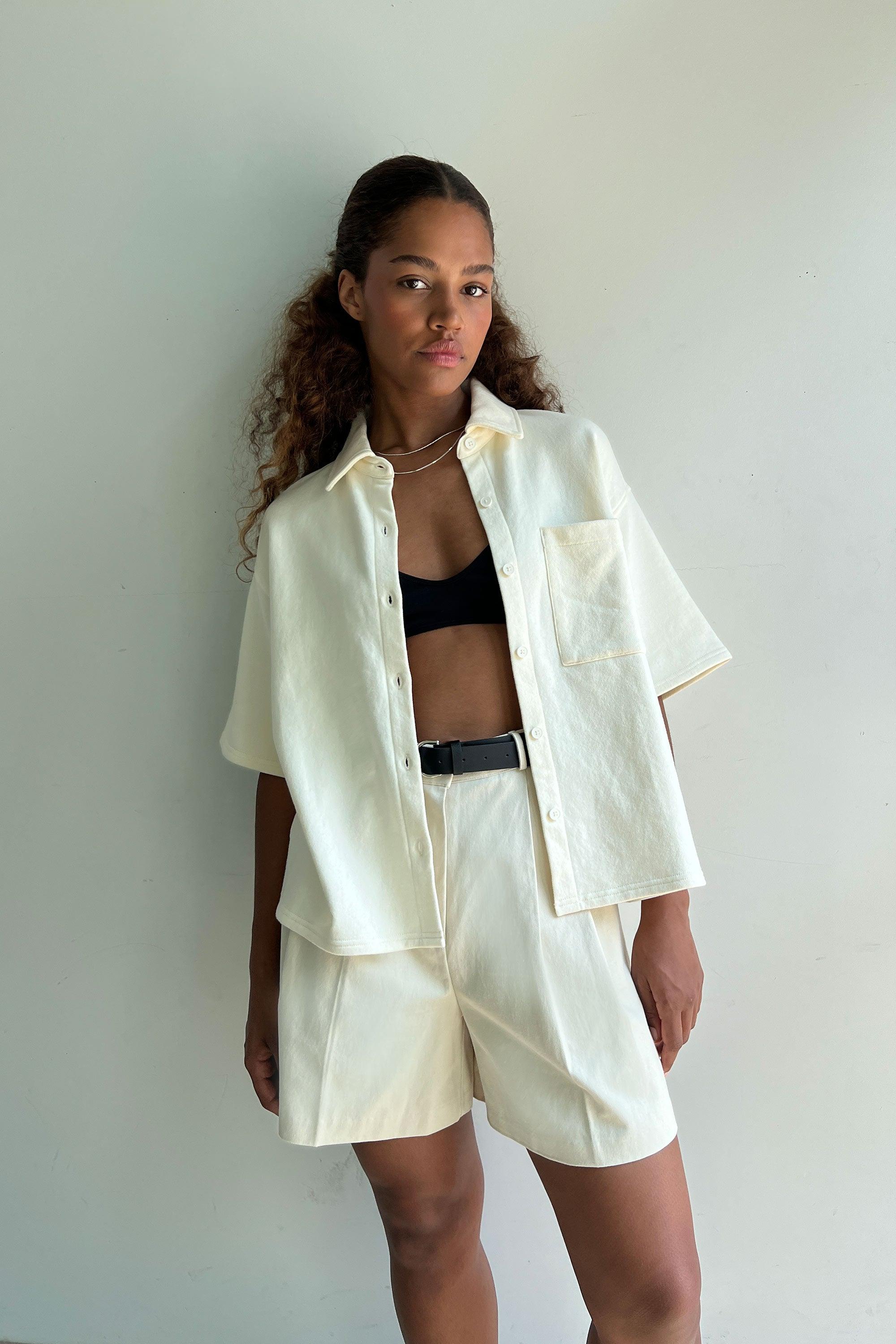 OVERSIZED TERRY BUTTON UP SHIRT by OAK + FORT