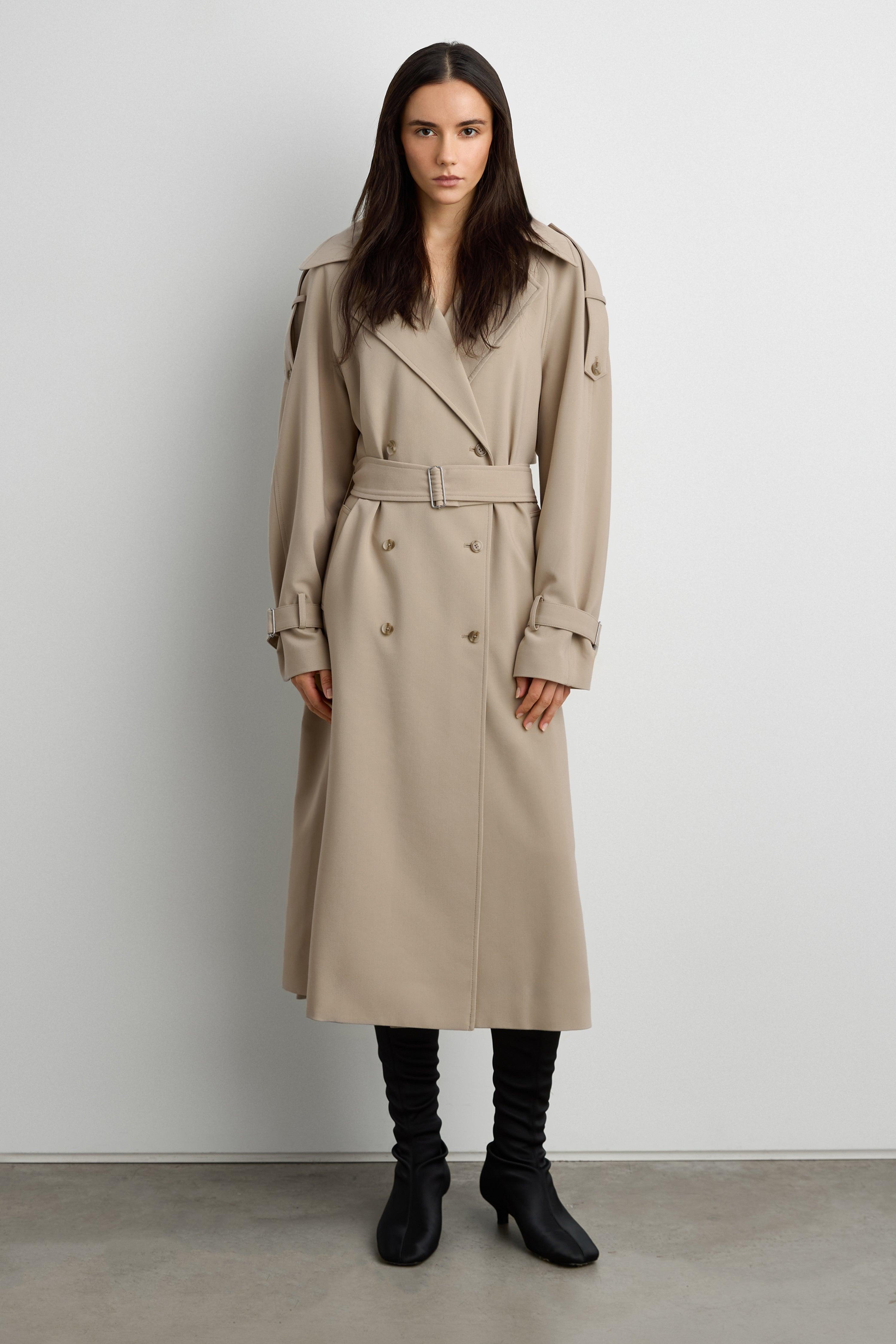 OVERSIZED TRENCH COAT WITH FUNNEL NECK by OAK + FORT