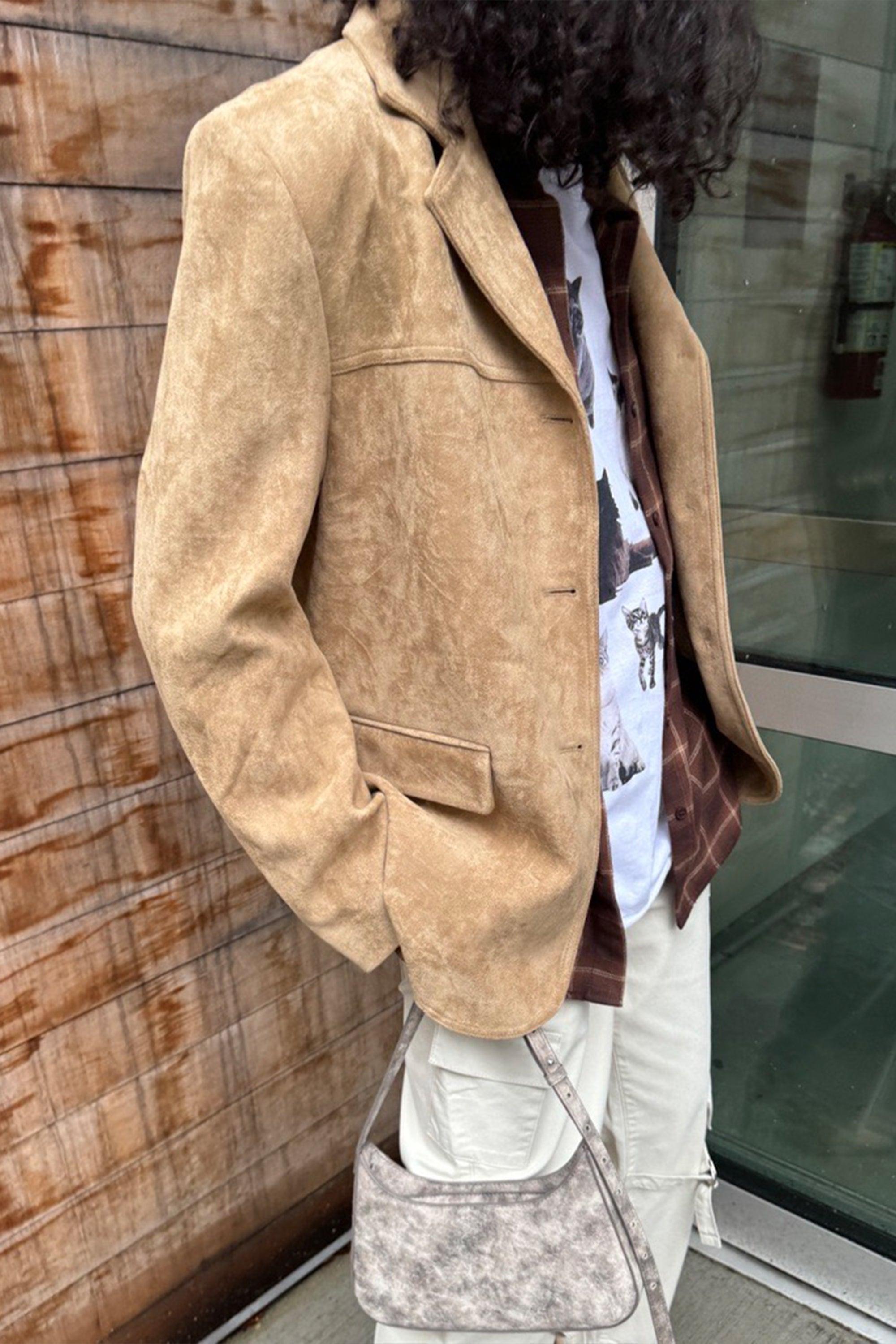 OVERSIZED VEGAN SUEDE BLAZER by OAK + FORT