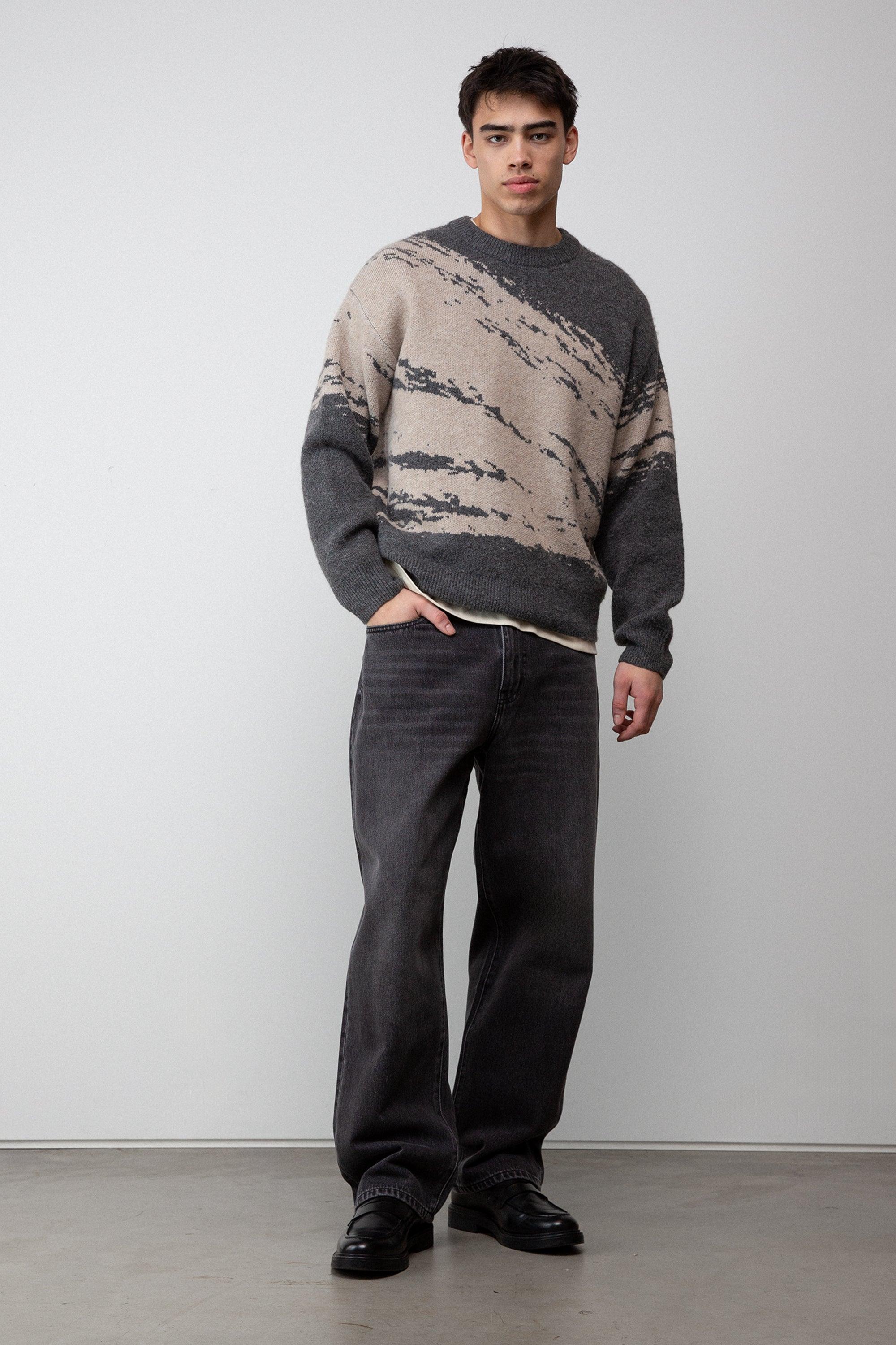PAINT BRUSH EFFECT CREWNECK SWEATER by OAK + FORT