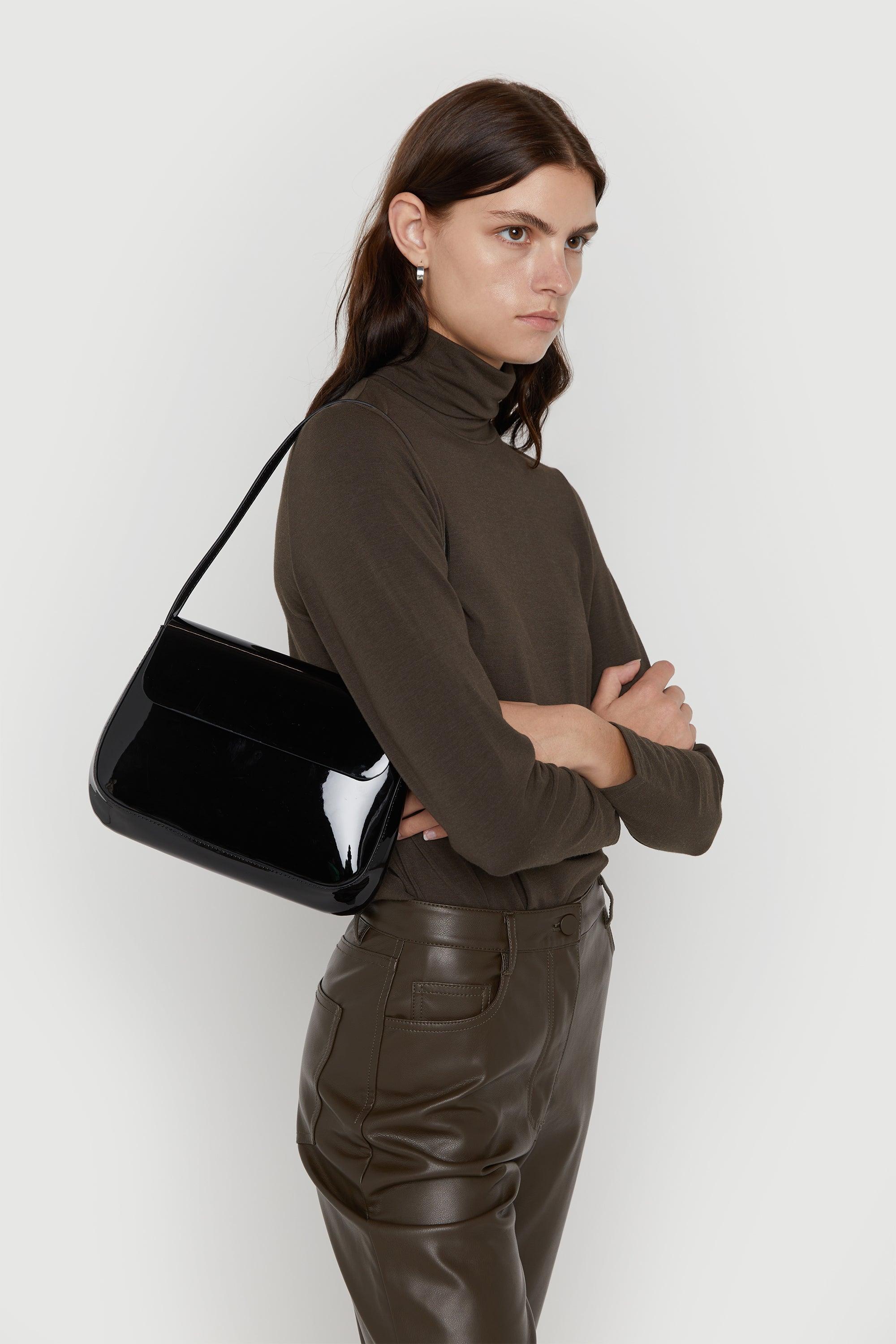 PATENT FRONT FLAP SHOULDER BAG by OAK + FORT