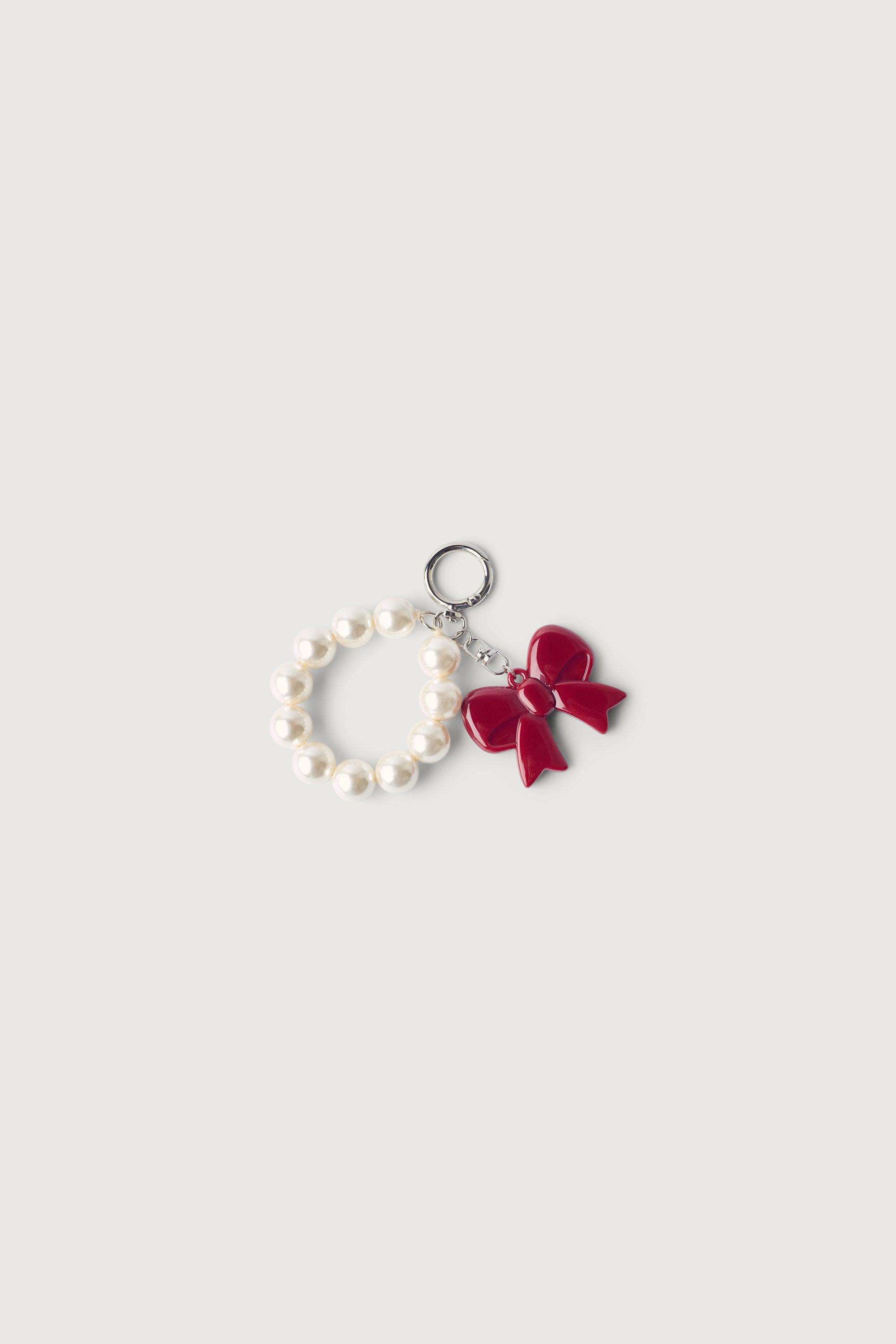 PEARL AND RIBBON PENDANT BAG CHARM by OAK + FORT
