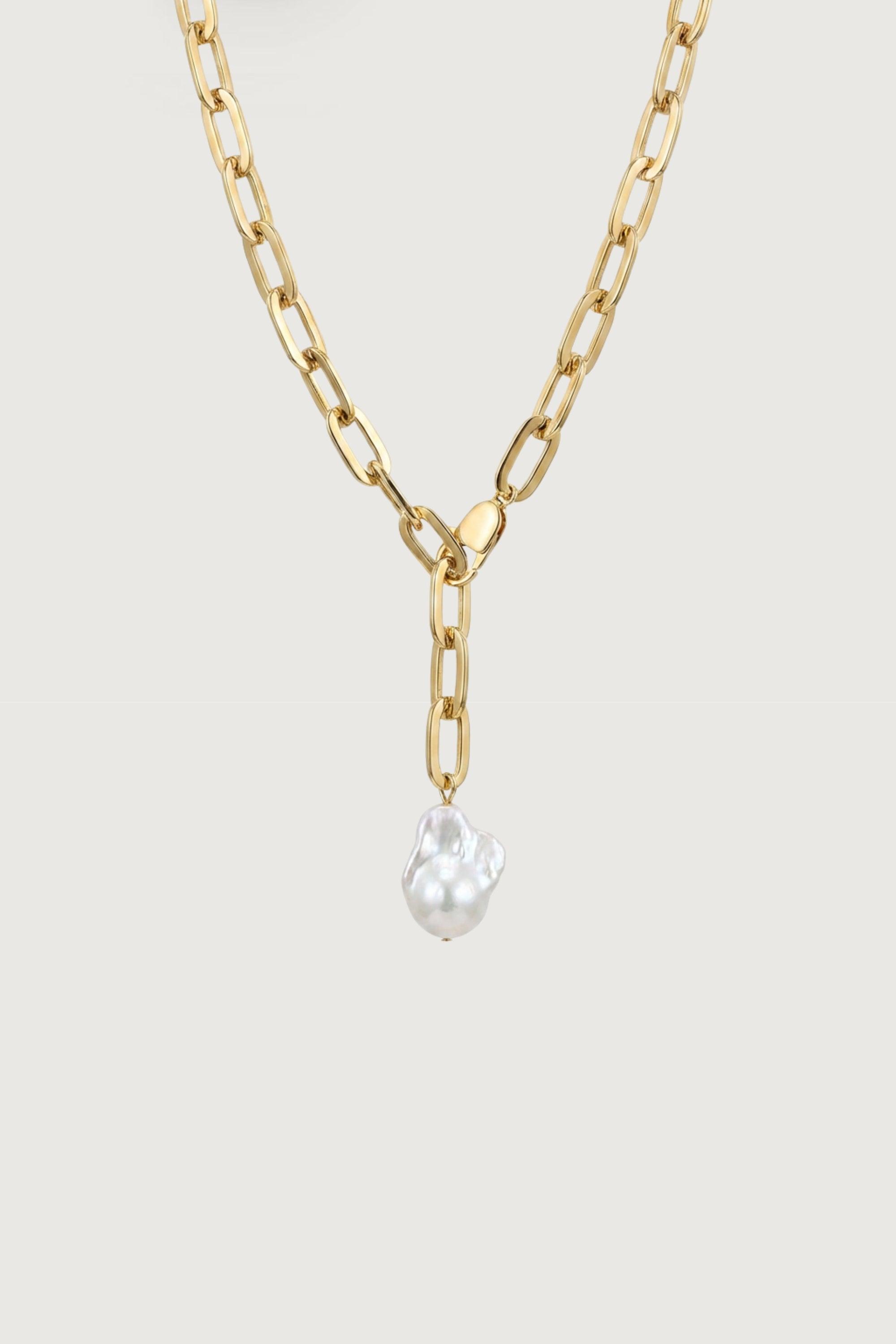 PEARL DROP CHAIN NECKLACE by OAK + FORT