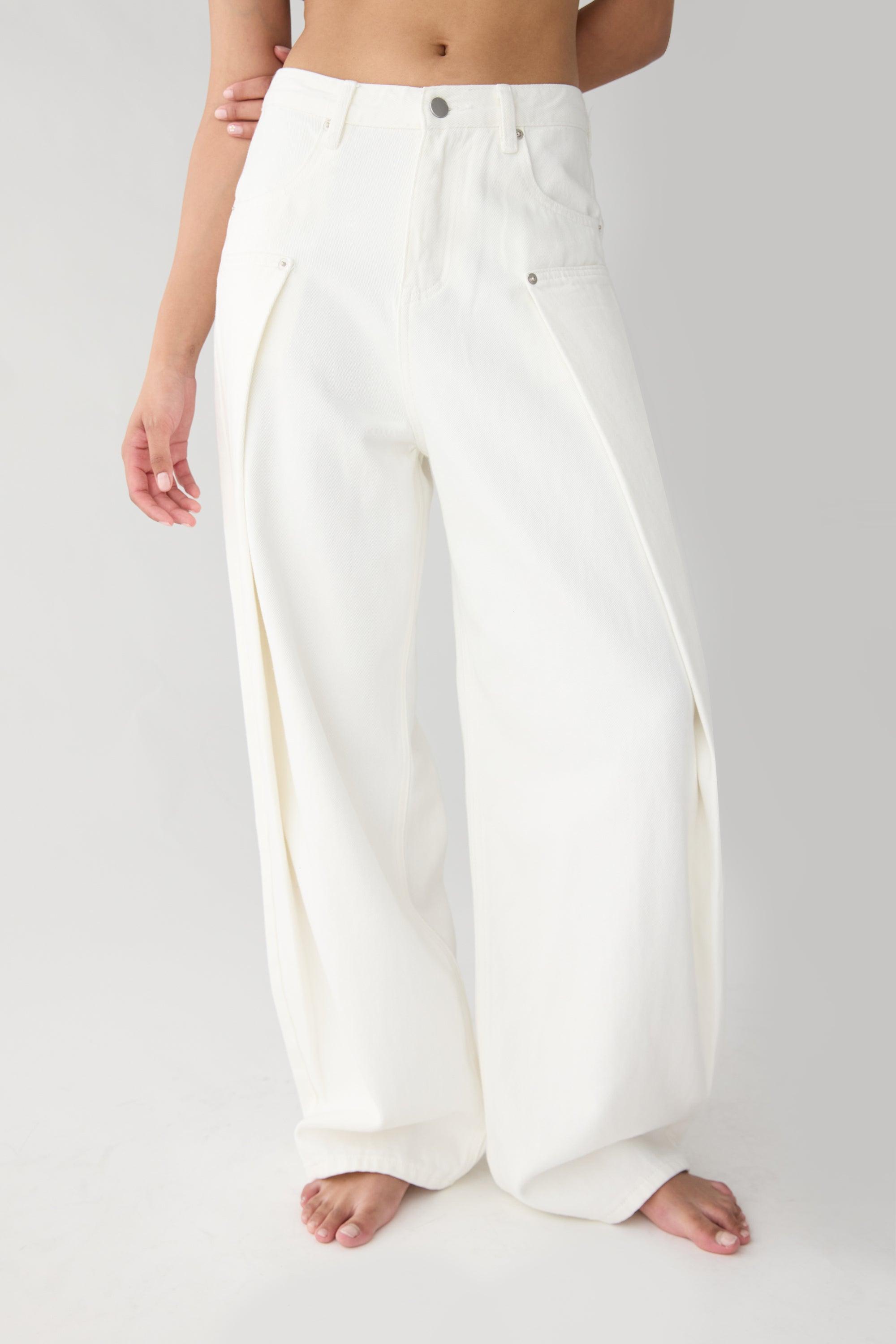 PIN TUCK WIDE LEG DENIM JEAN by OAK + FORT