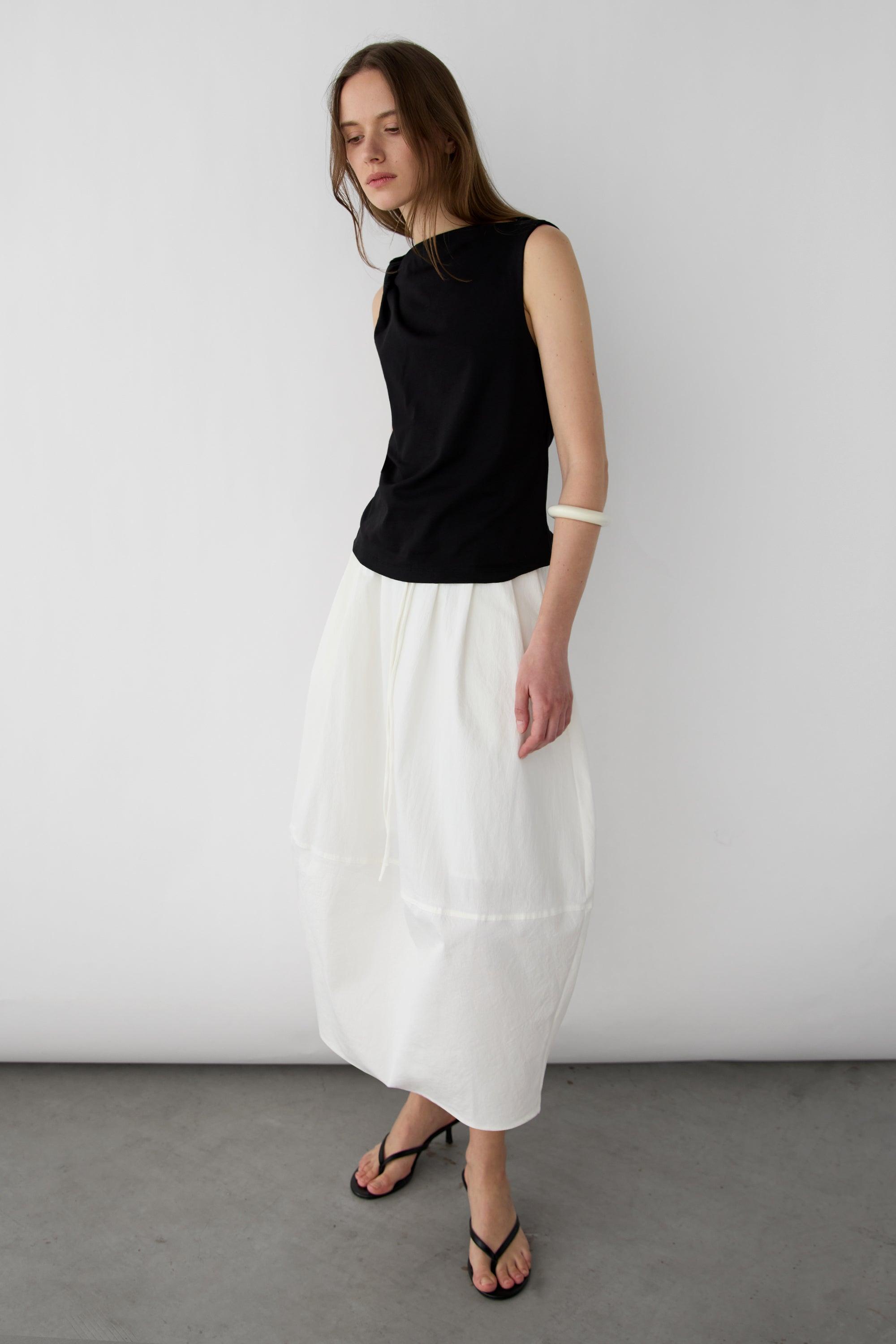 PINTUCKED MAXI SKIRT by OAK + FORT