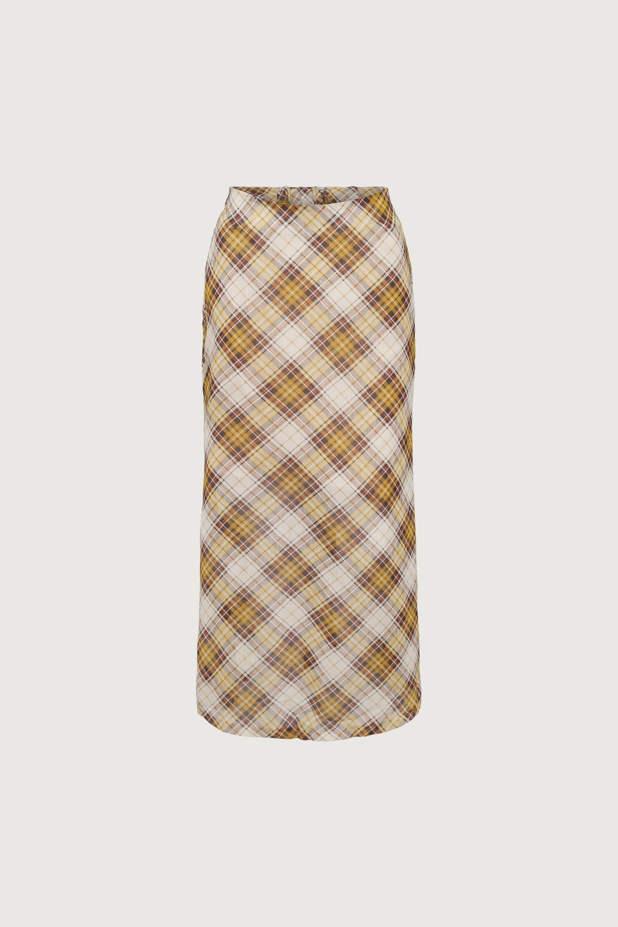 PLAID CHIFFON MIDI SKIRT by OAK + FORT