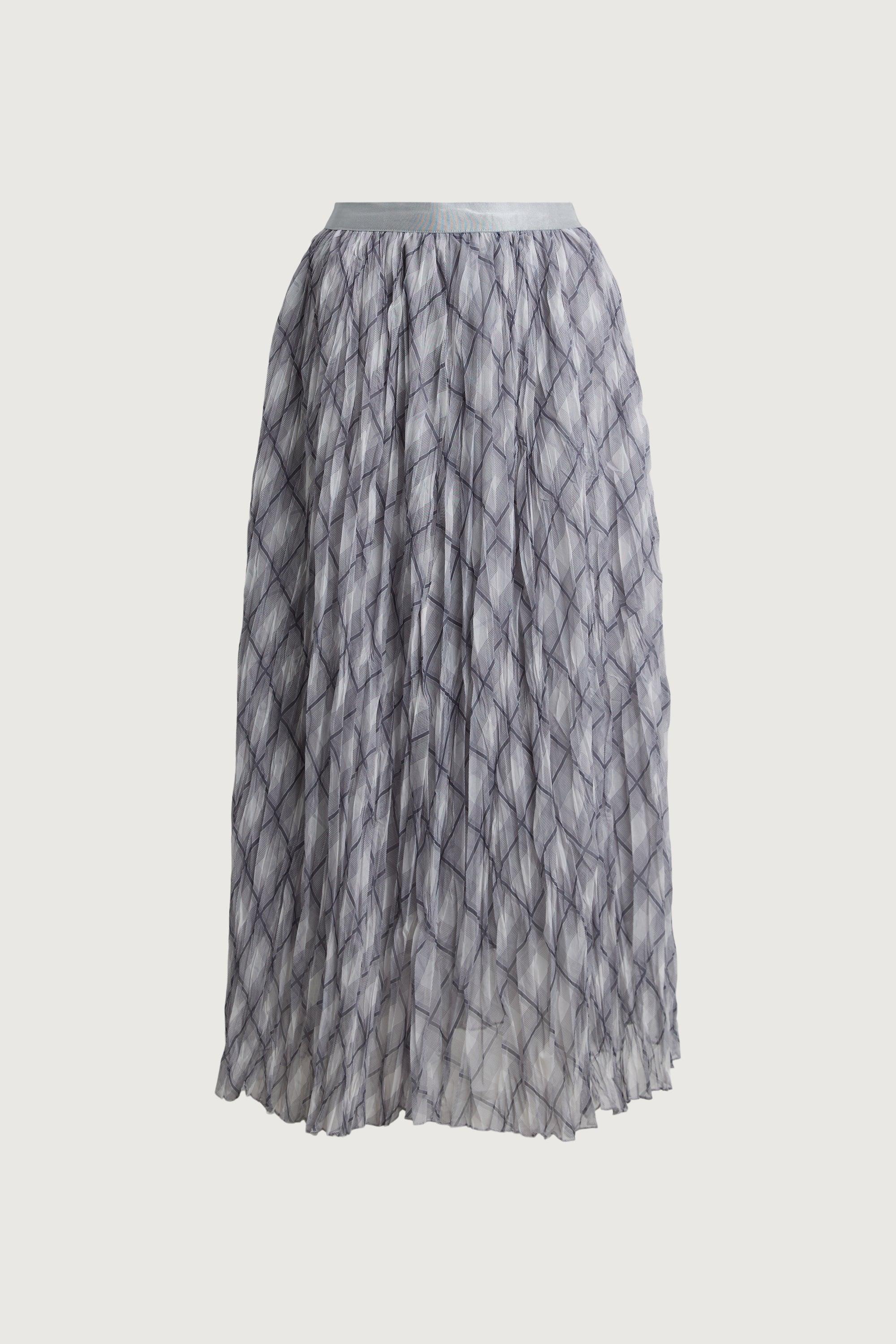 PLAID PLEATED MAXI SKIRT by OAK + FORT