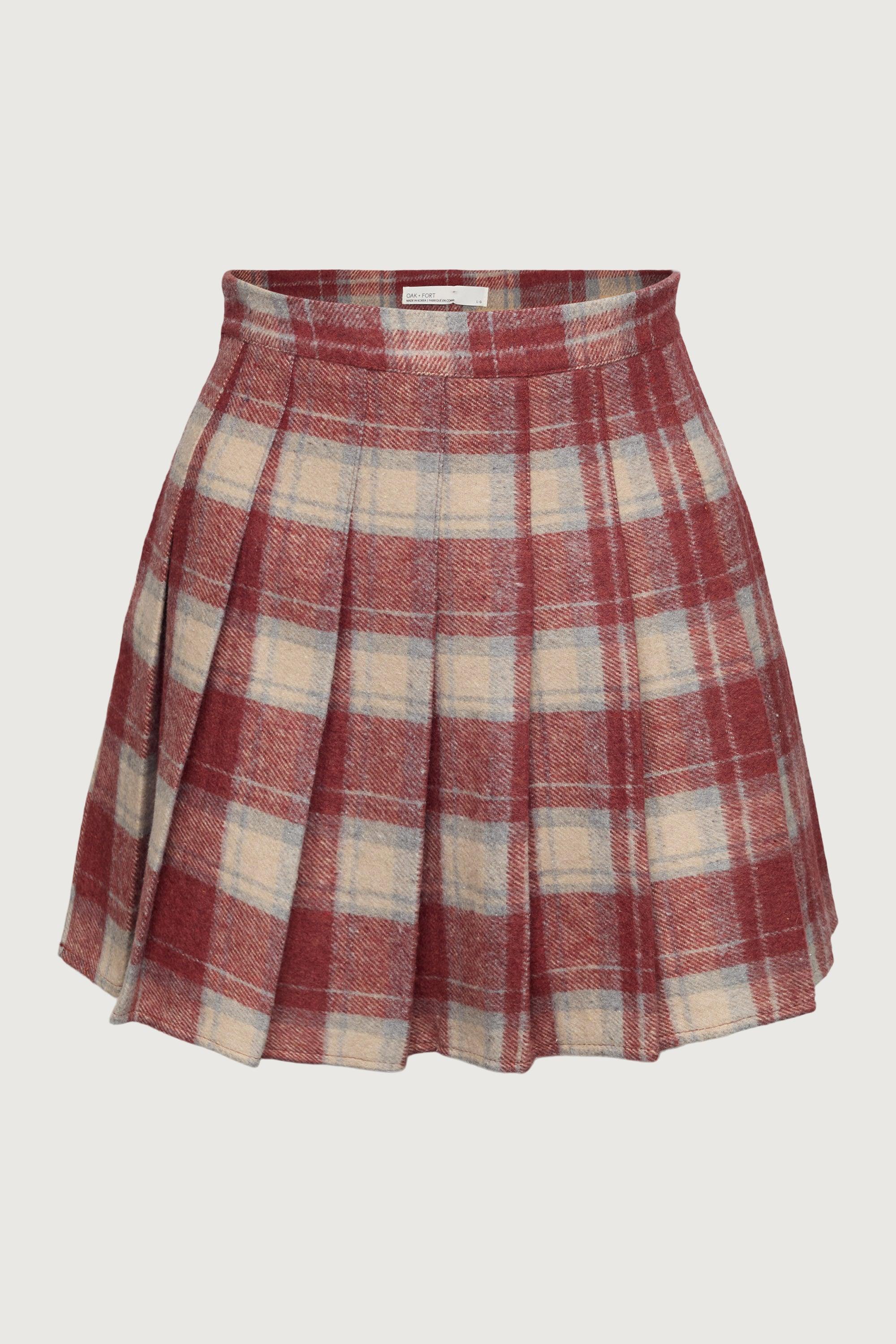 PLEATED PLAID MINI SKIRT by OAK + FORT