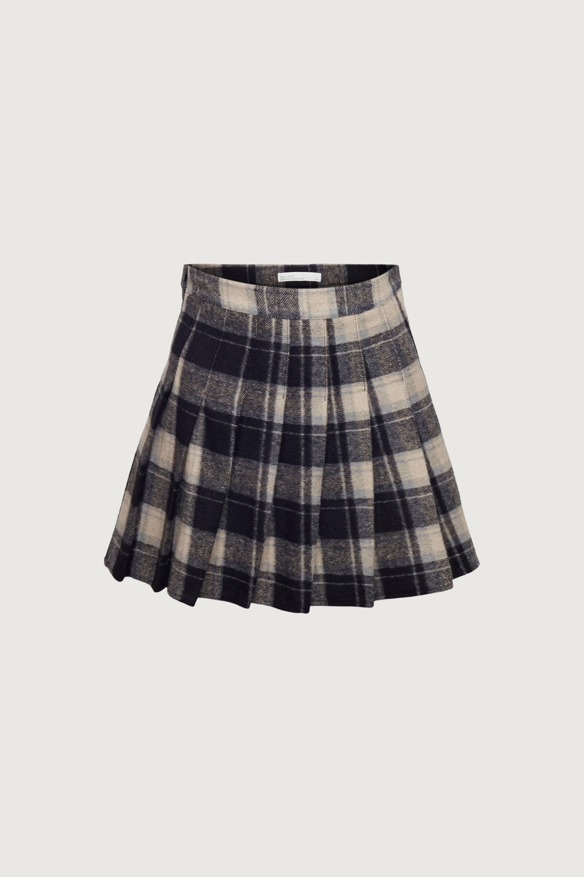 PLEATED PLAID MINI SKIRT by OAK + FORT