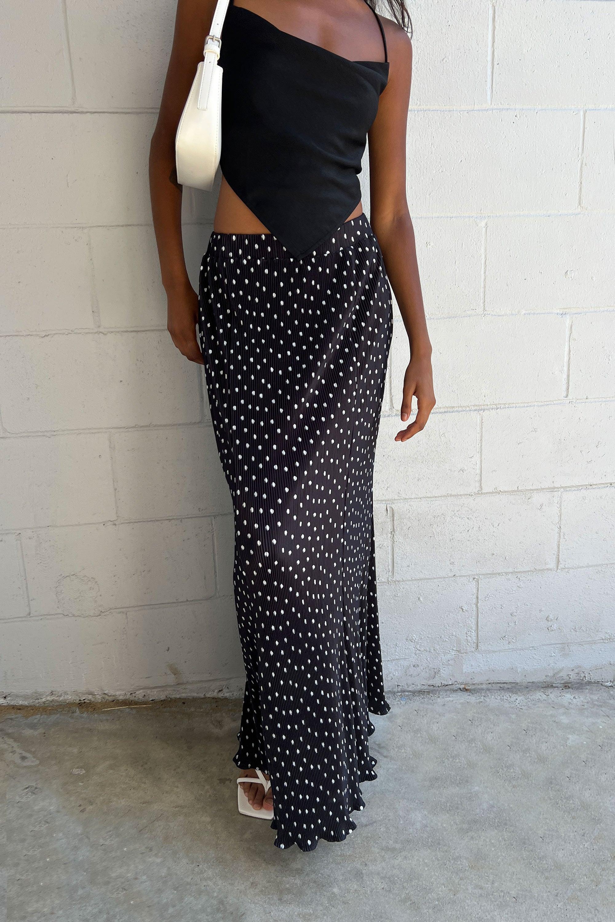 PLEATED PRINTED MAXI SKIRT by OAK + FORT