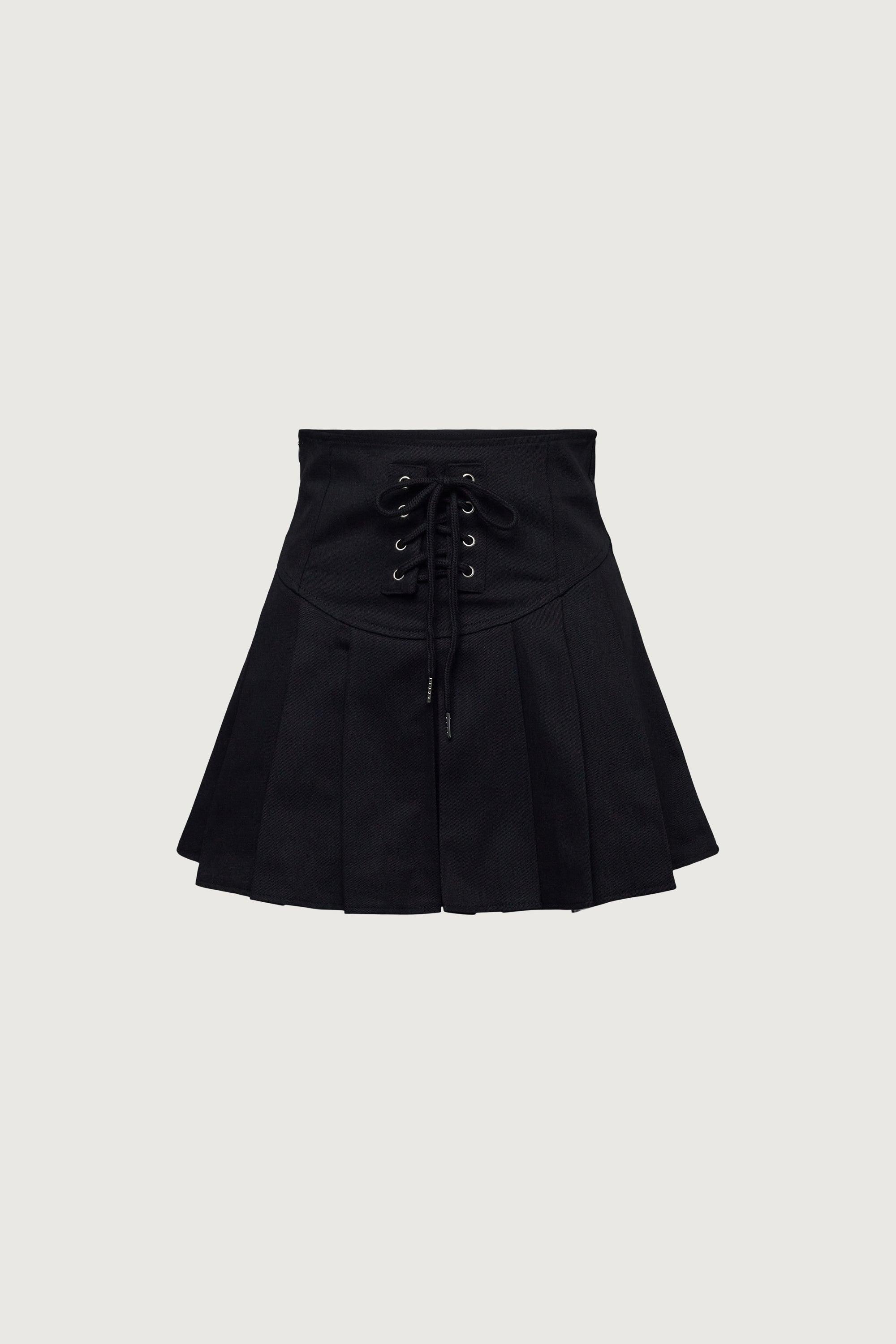 PLEATED TWILL MINI SKIRT by OAK + FORT