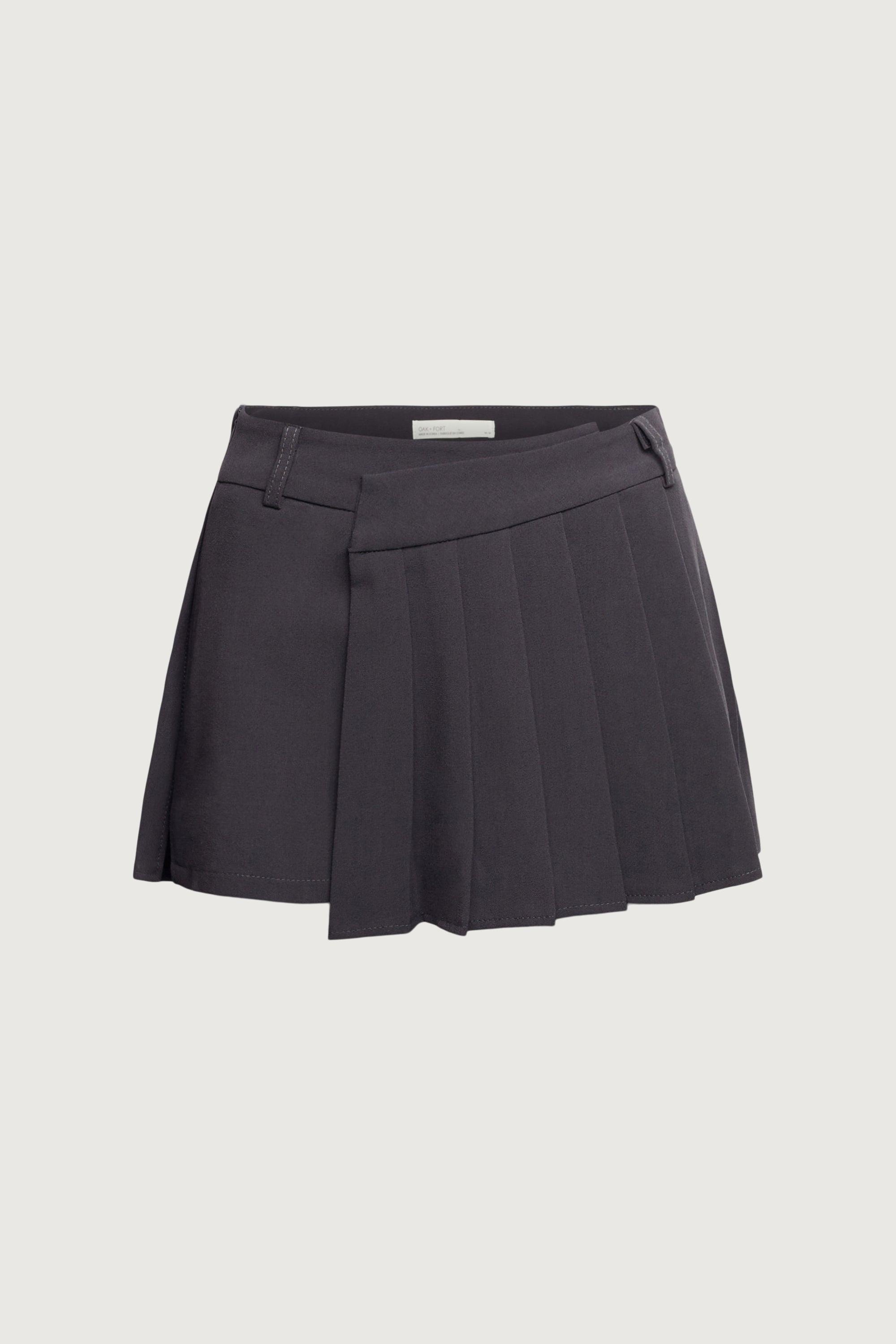PLEATED WRAP MINI SKORT by OAK + FORT