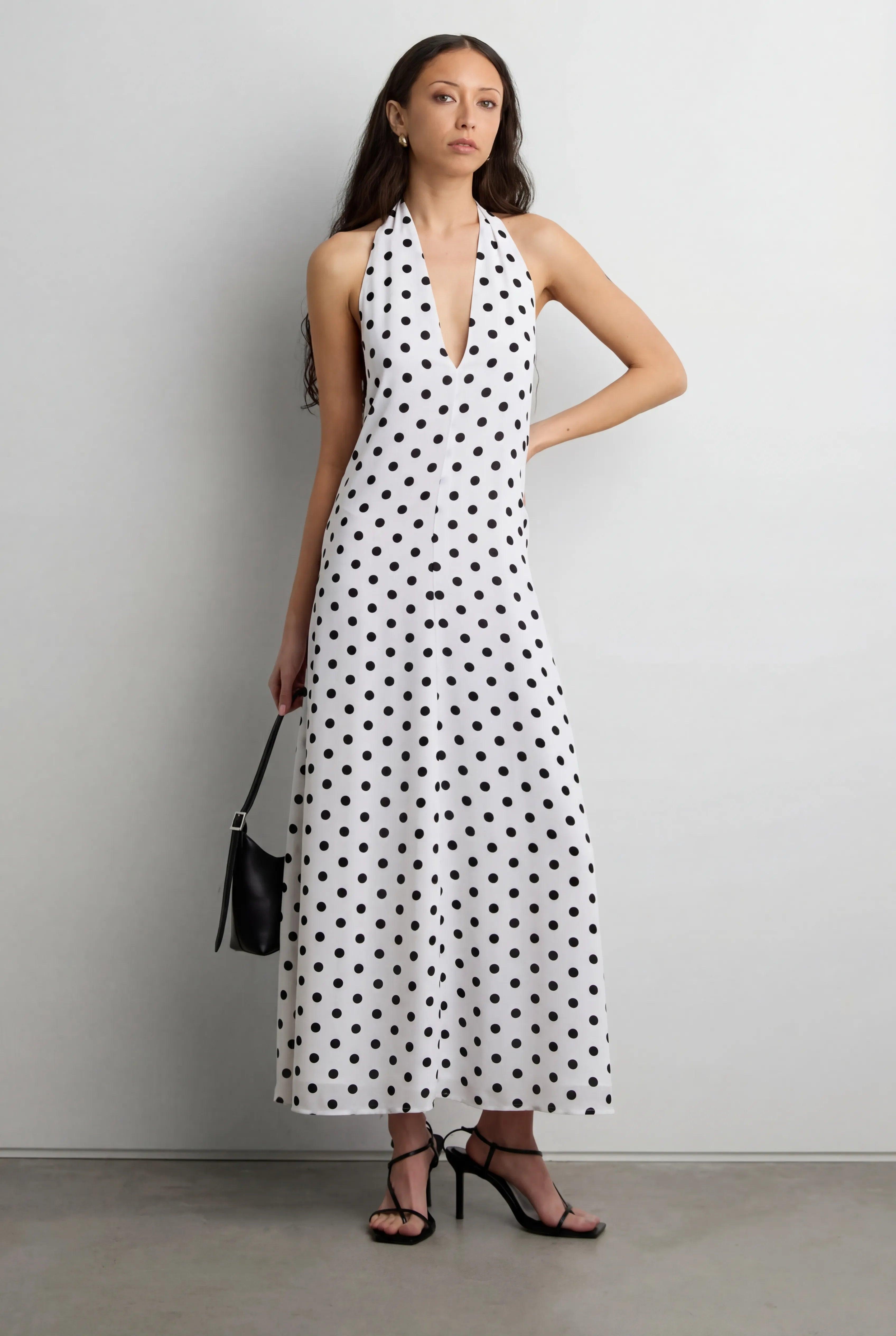 POLKA DOT V-NECK MAXI DRESS by OAK + FORT