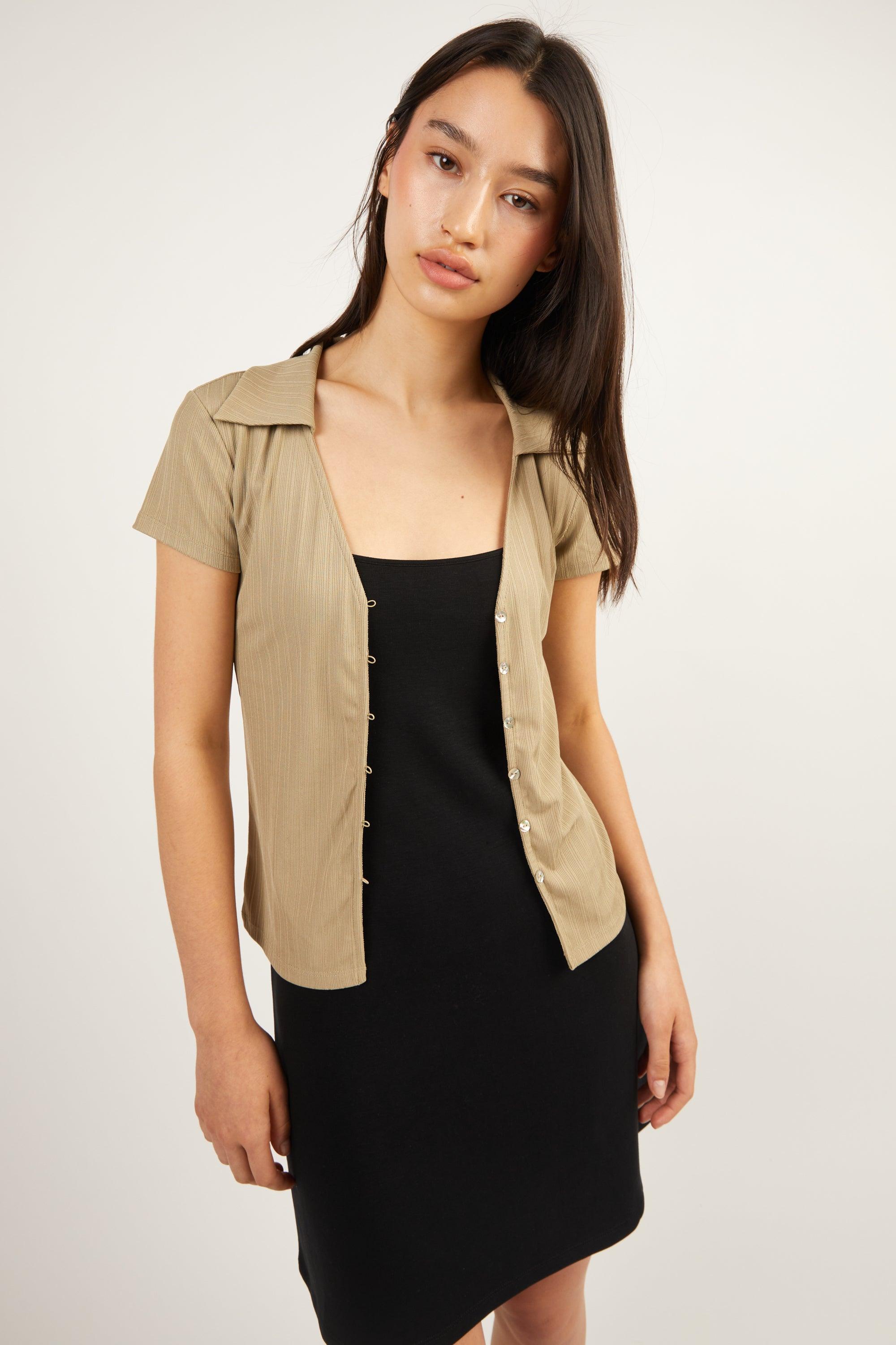 POLO KNIT BUTTON FRONT TOP by OAK + FORT