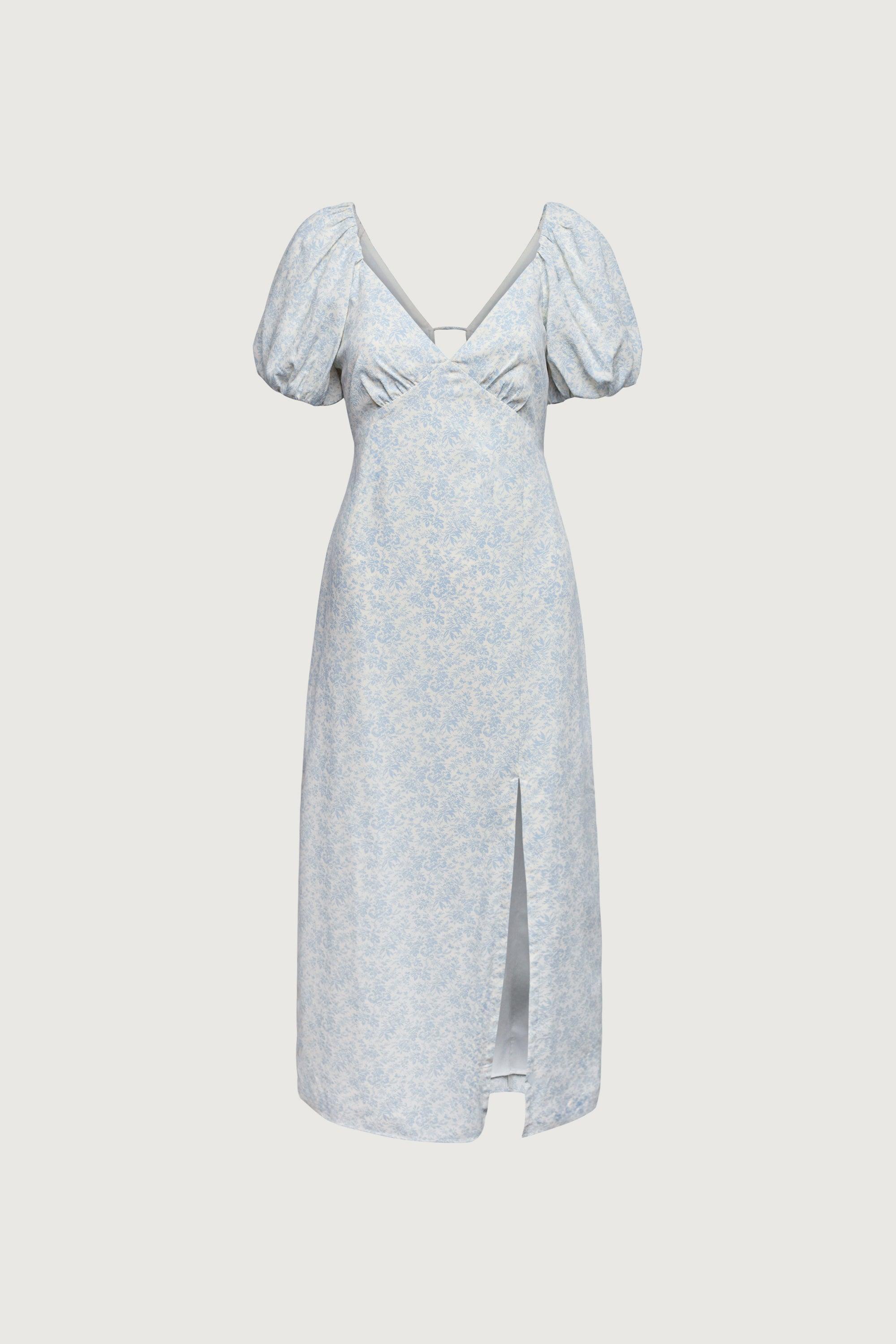PUFF SLEEVE FLORAL MIDI DRESS by OAK + FORT