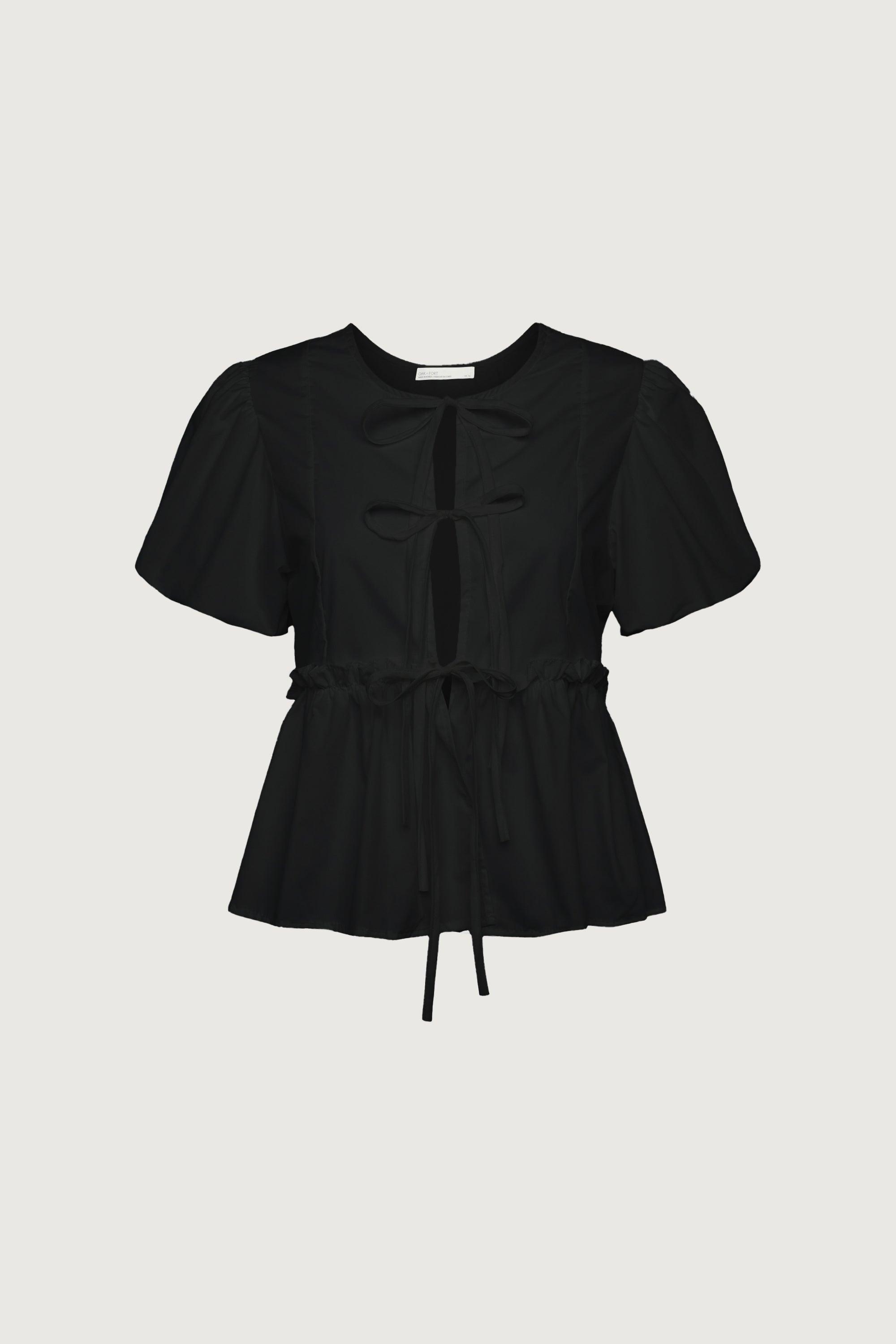 PUFF SLEEVE FRONT TIE BLOUSE by OAK + FORT