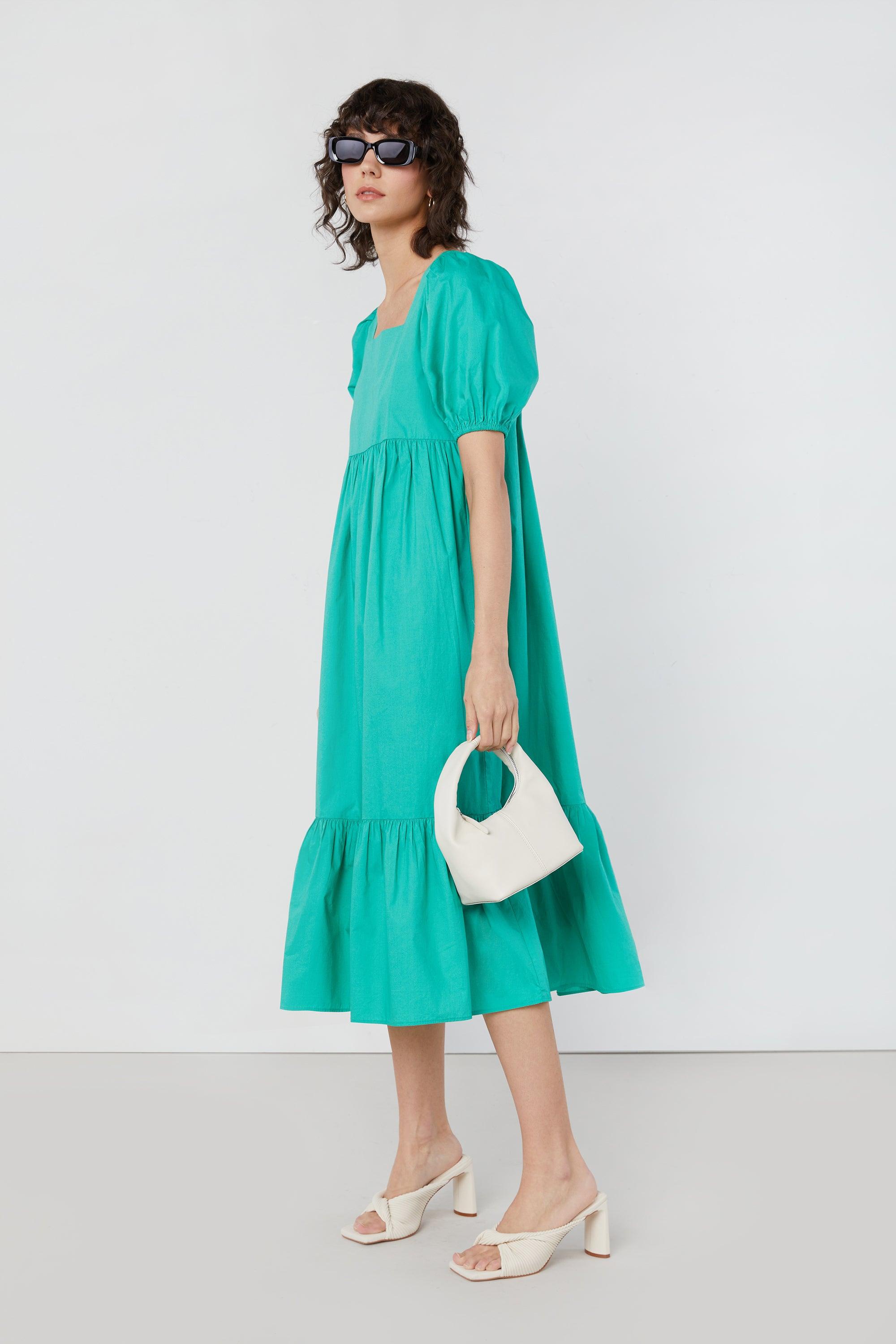 PUFF SLEEVE TIERED DRESS by OAK + FORT